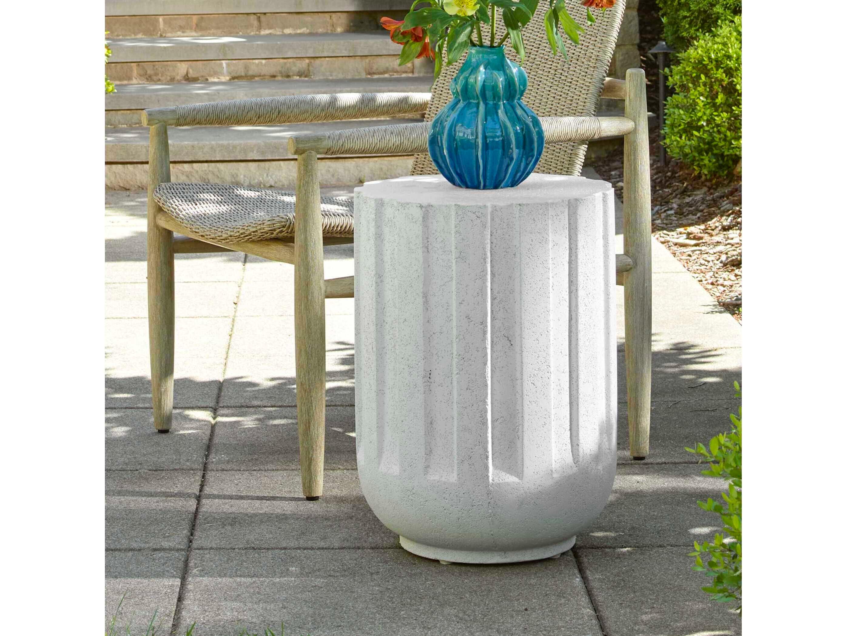 Uttermost Outdoor Jane White Concrete Round End Table