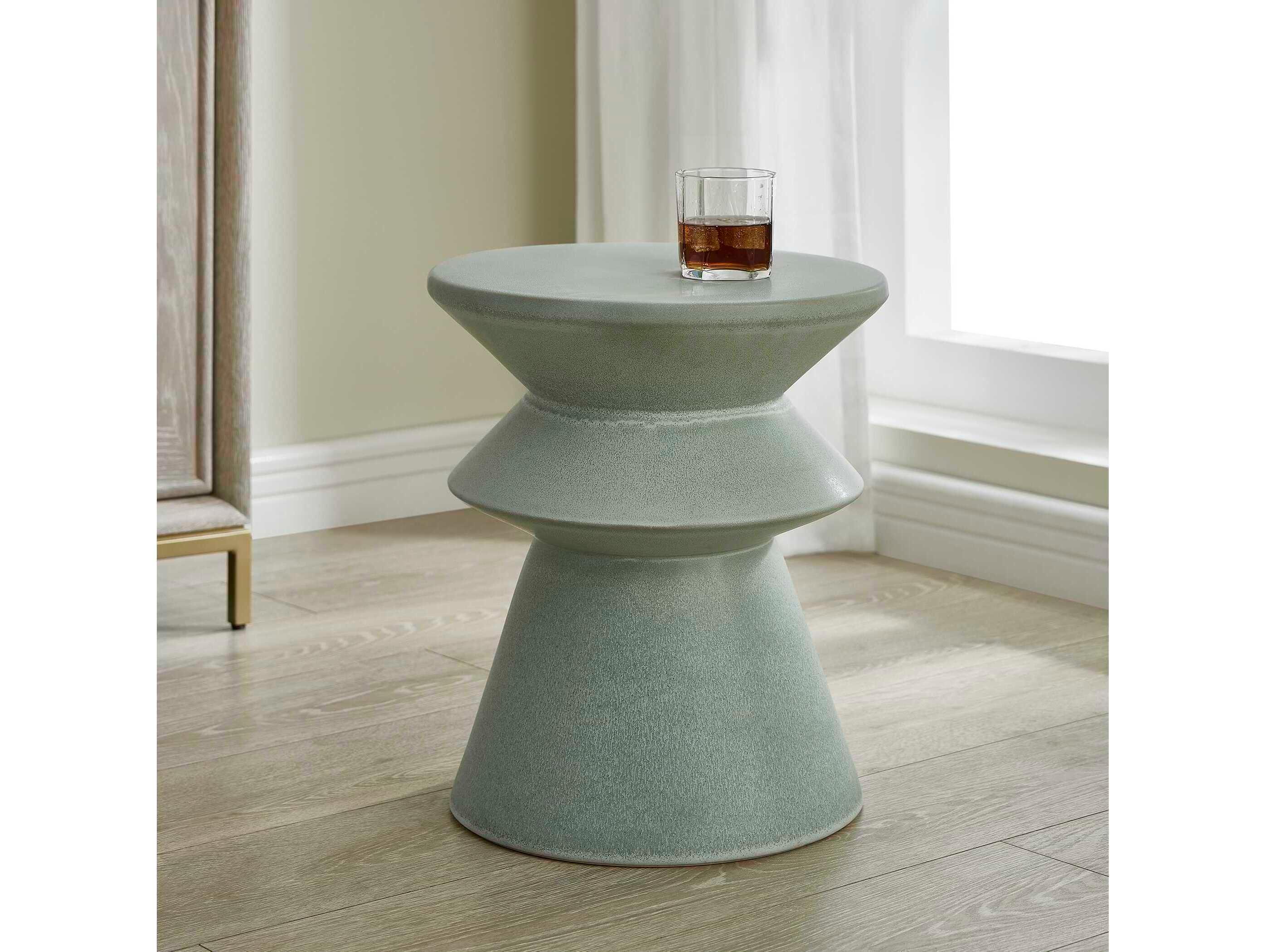 Uttermost Outdoor Imogene Light Seafoam Earthenware Concrete Counter Stool
