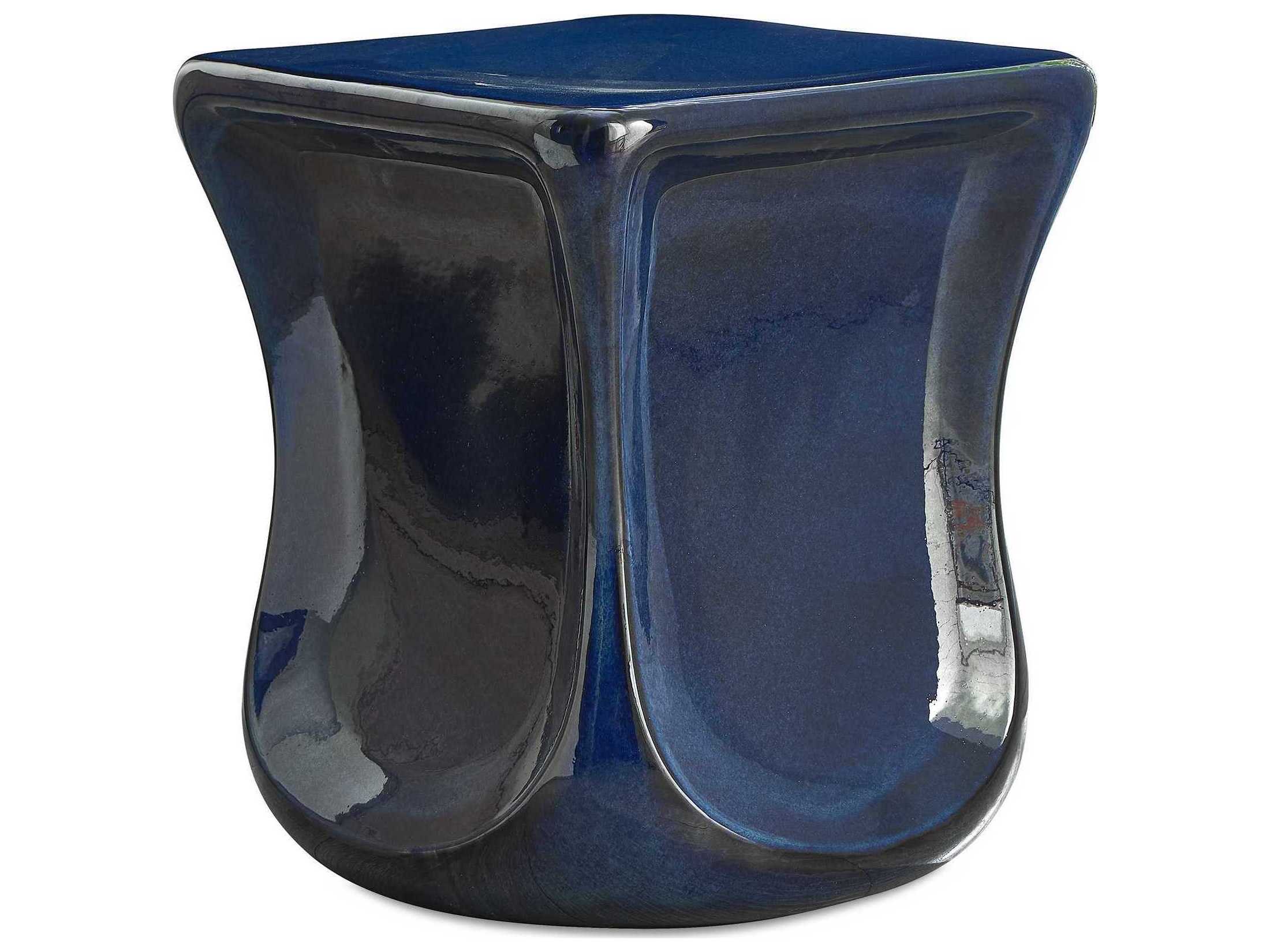 Uttermost Outdoor Kaz Deep Blue Earthenware Concrete Counter Stool