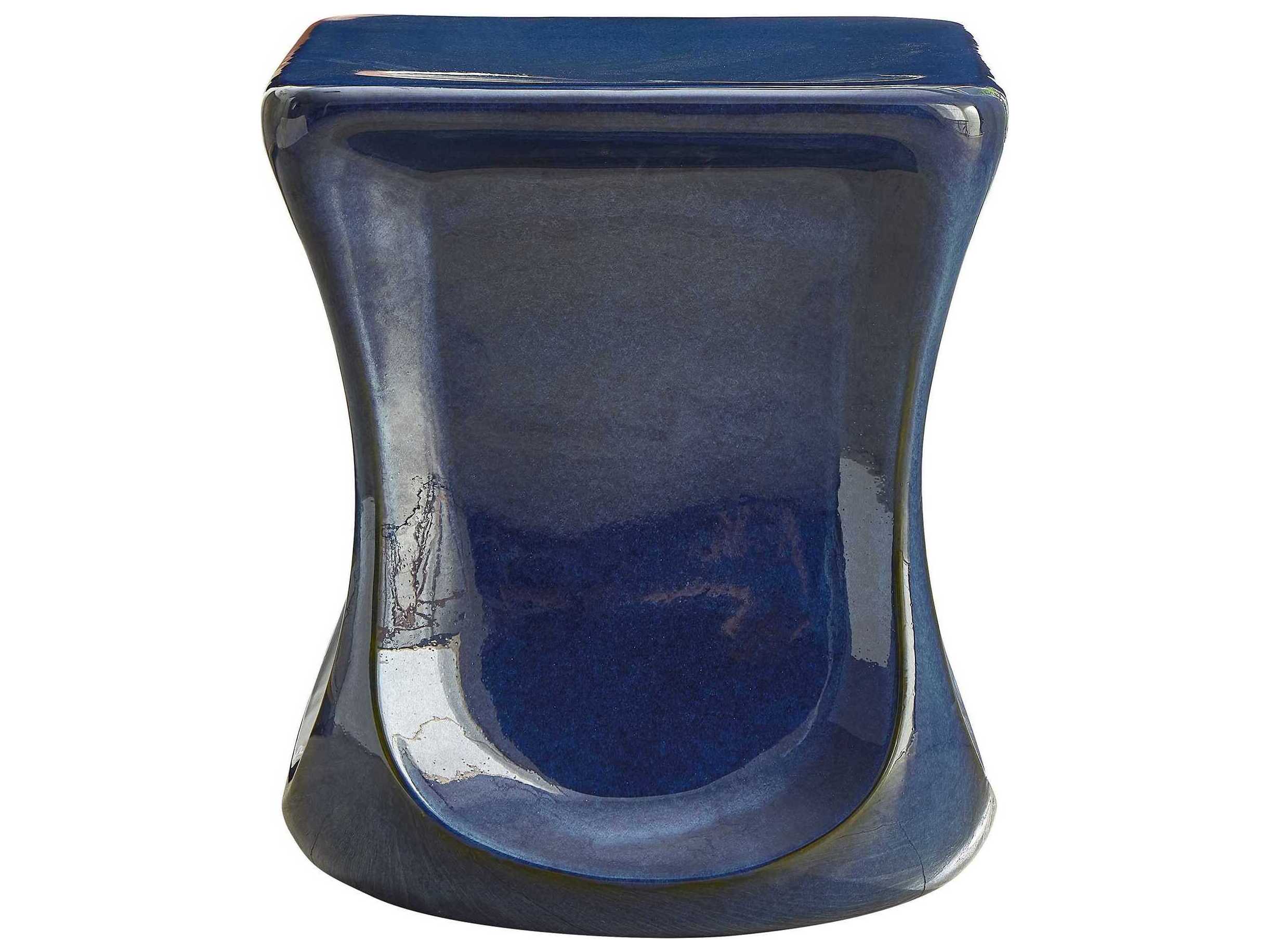Uttermost Outdoor Kaz Deep Blue Earthenware Concrete Counter Stool