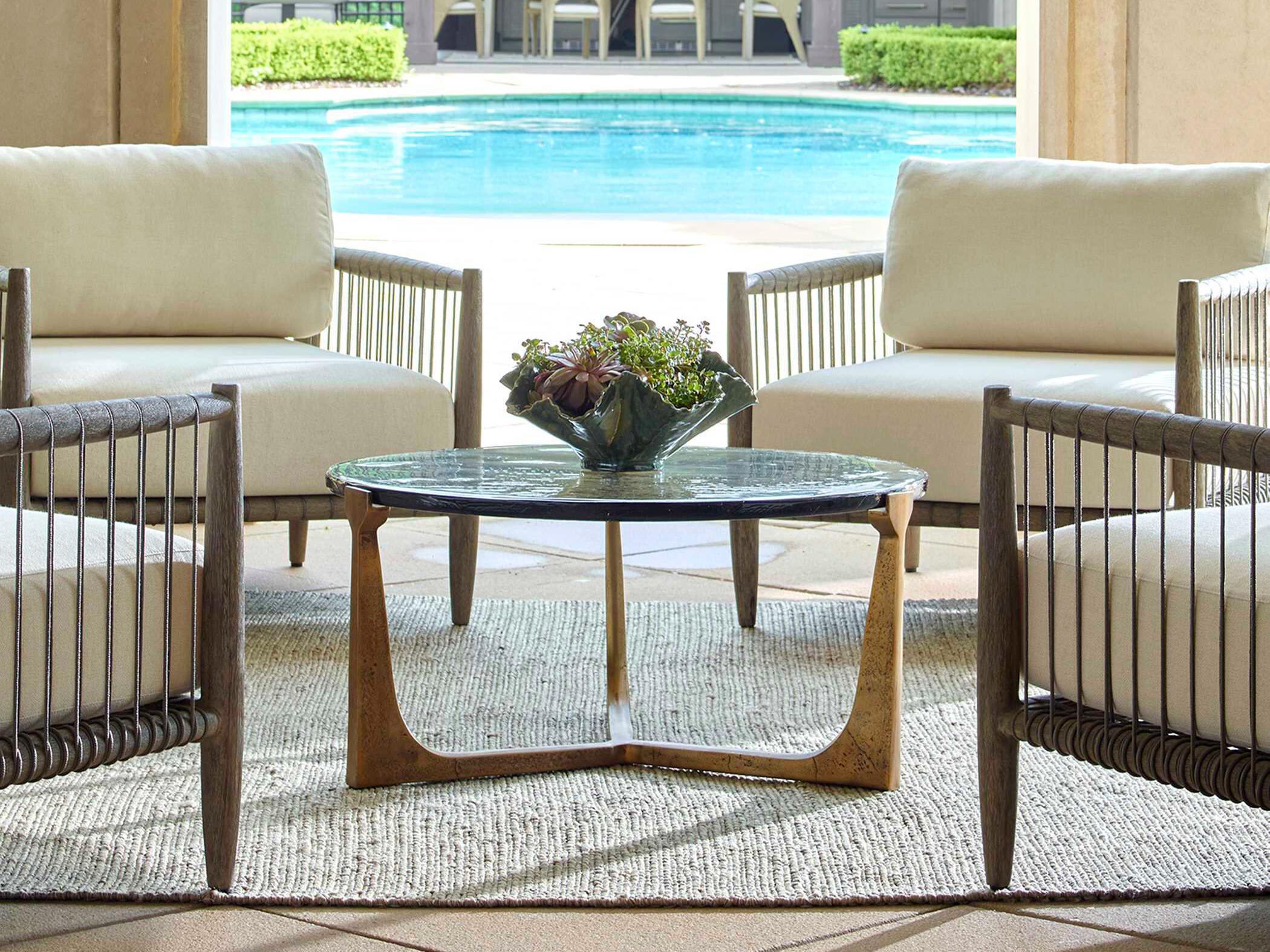 Uttermost Outdoor Bohdi Antique Brass Metal Round Coffee Table