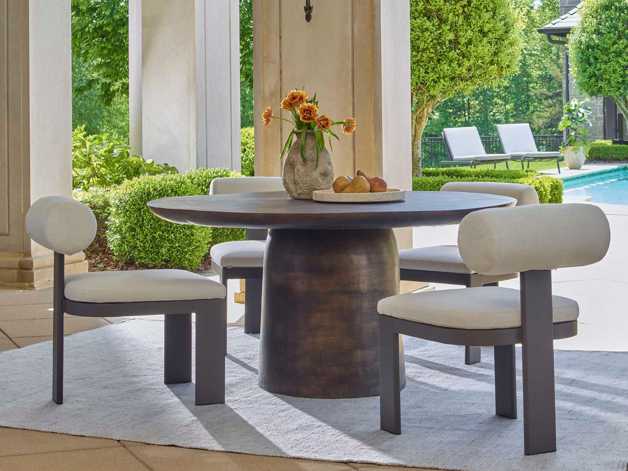 Uttermost Outdoor Madrone Golden Dark Bronze Metal Round Dining Table