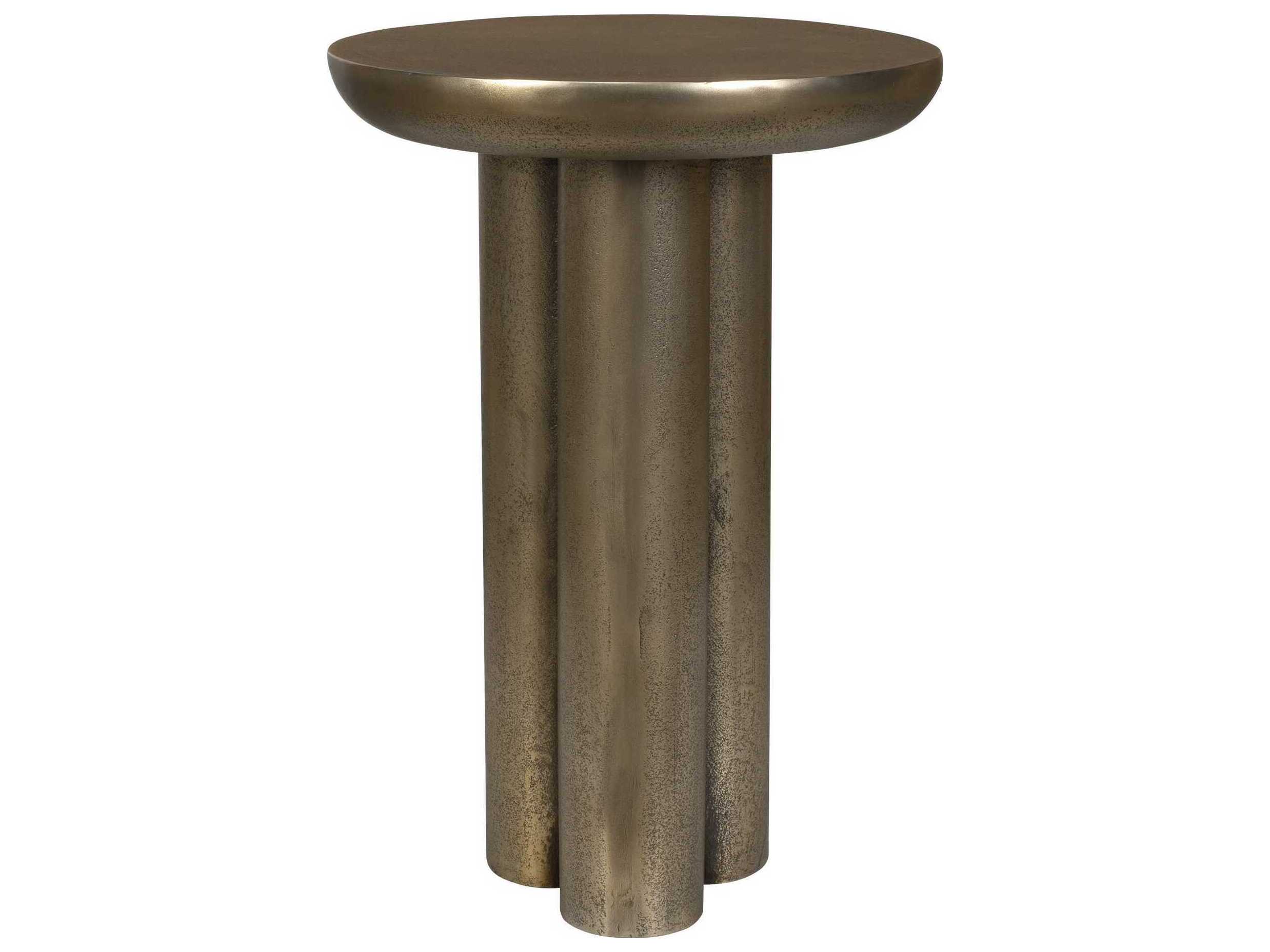 Uttermost Outdoor Thorp Antique Brass Metal Round End Table