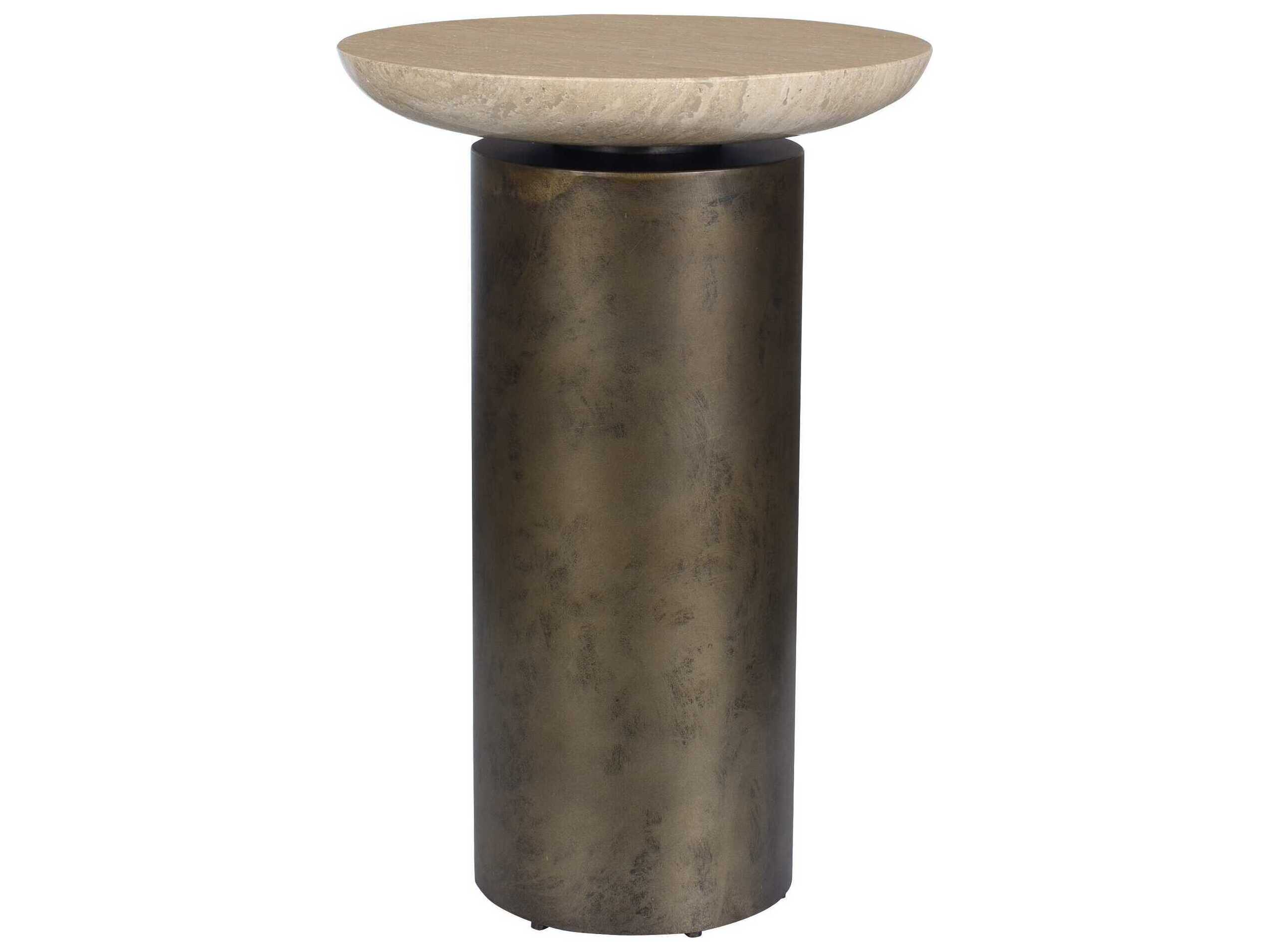 Uttermost Outdoor Oslo Antique Brass Metal Round End Table