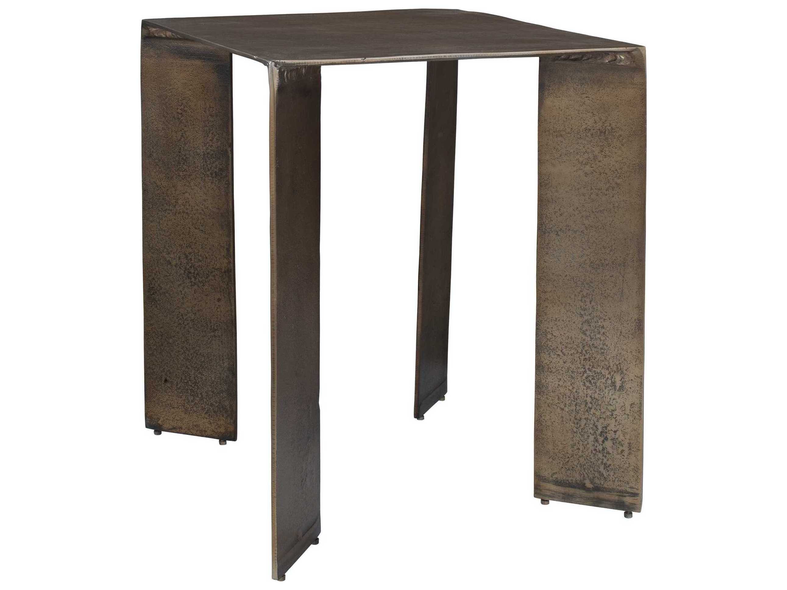 Uttermost Outdoor Reade Antique Brass Aluminum Square End Table