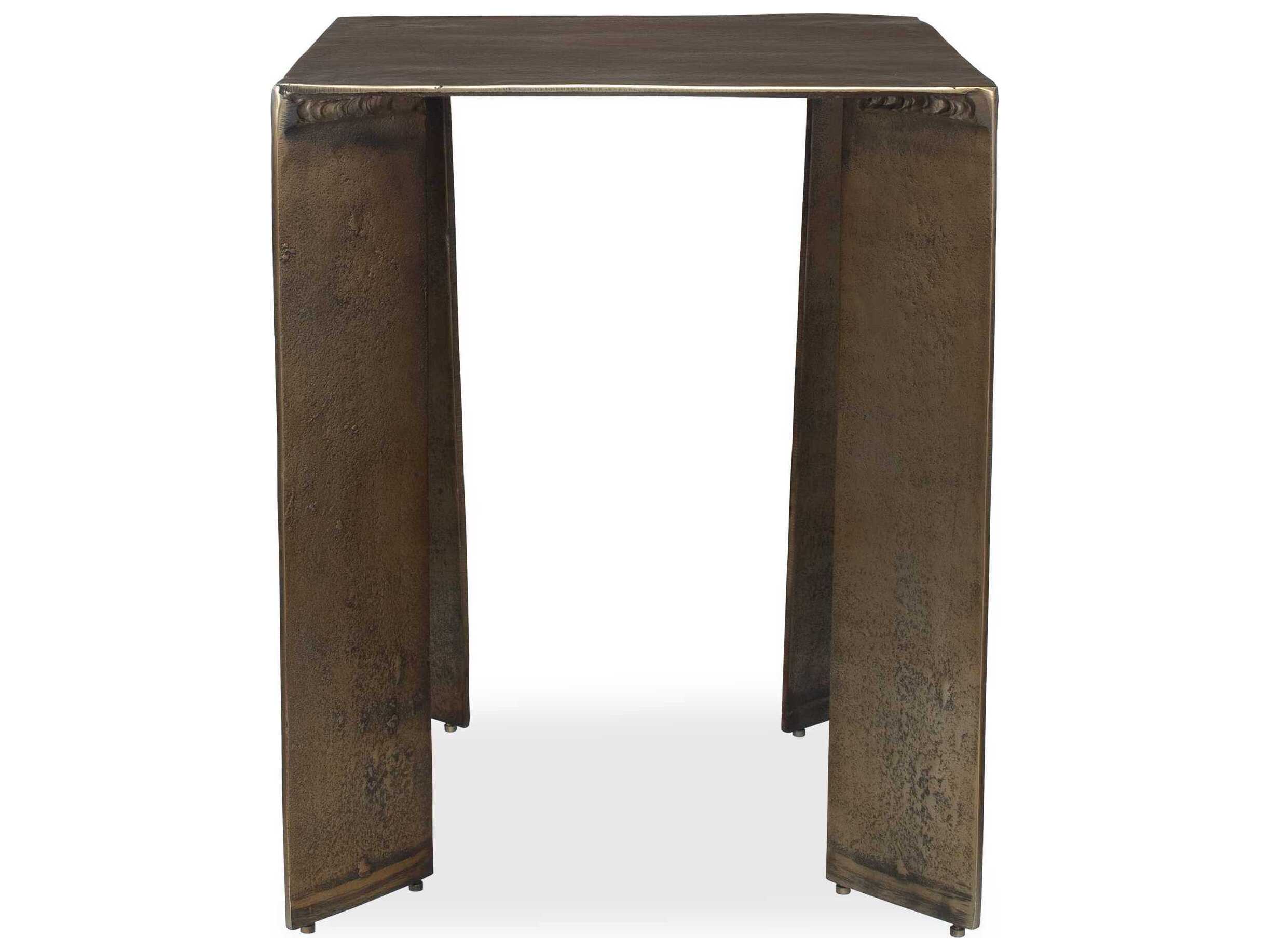Uttermost Outdoor Reade Antique Brass Aluminum Square End Table