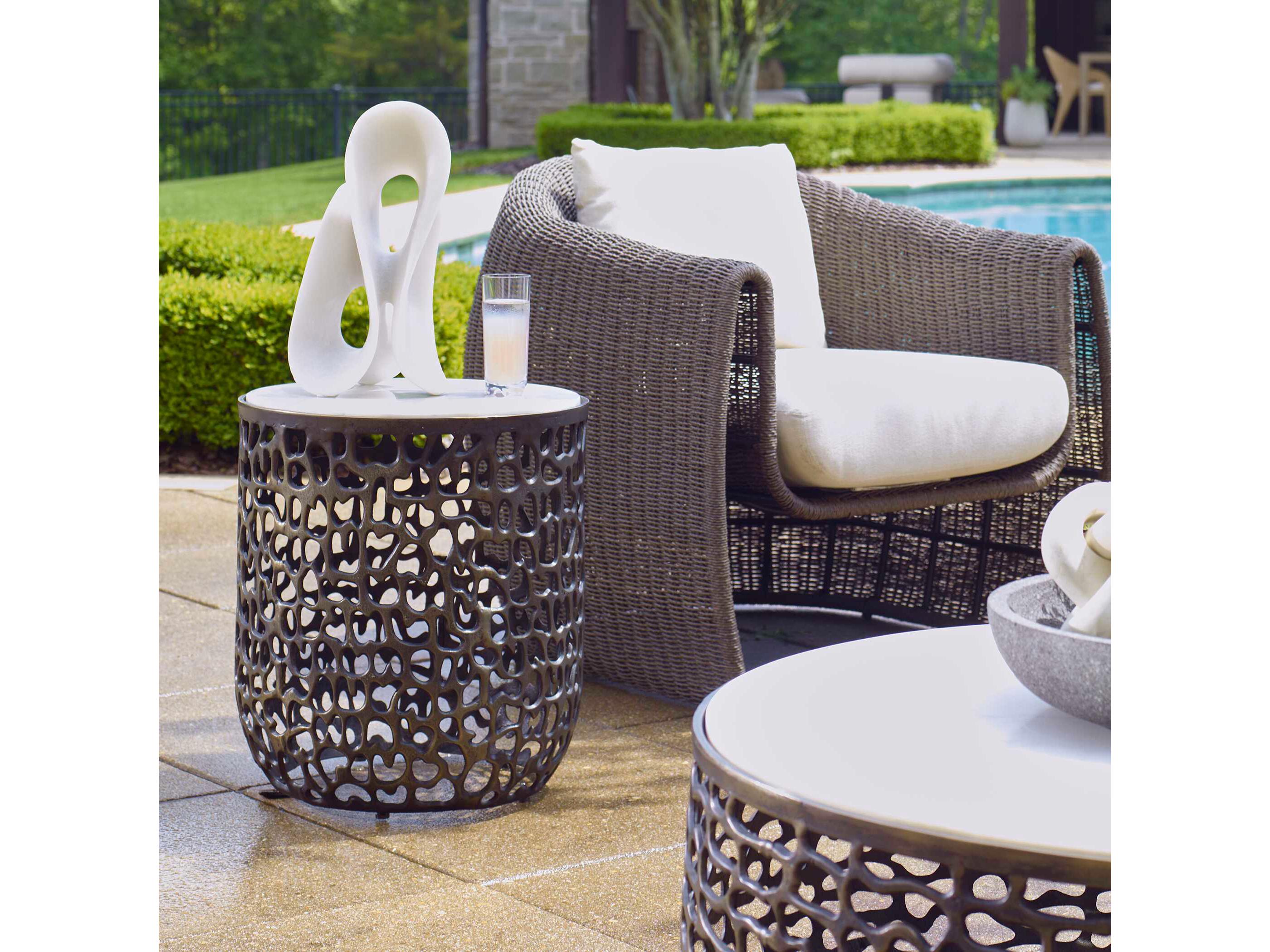 Uttermost Outdoor Sabena Dark Bronze Metal Round End Table