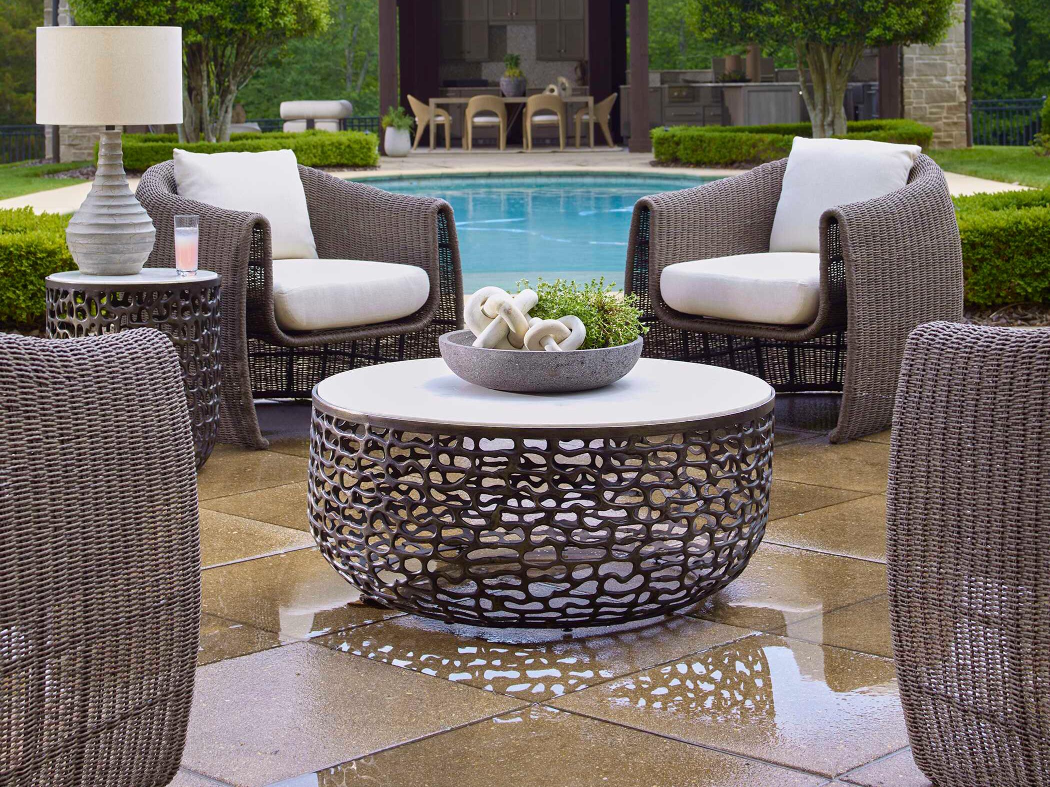 Uttermost Outdoor Sabena Dark Bronze Metal Round Coffee Table