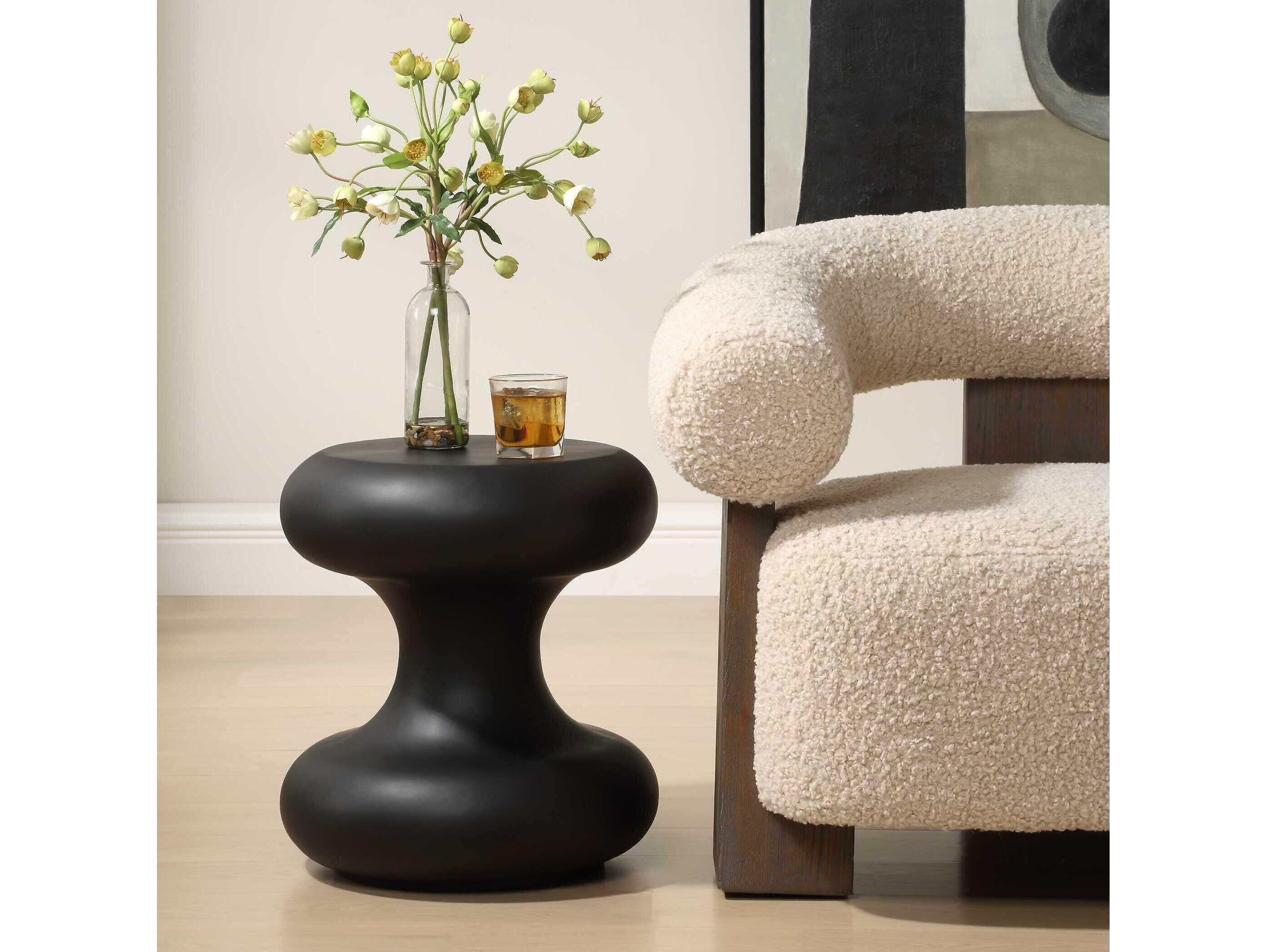 Uttermost Outdoor Robles Matte Black Resin Round End Table