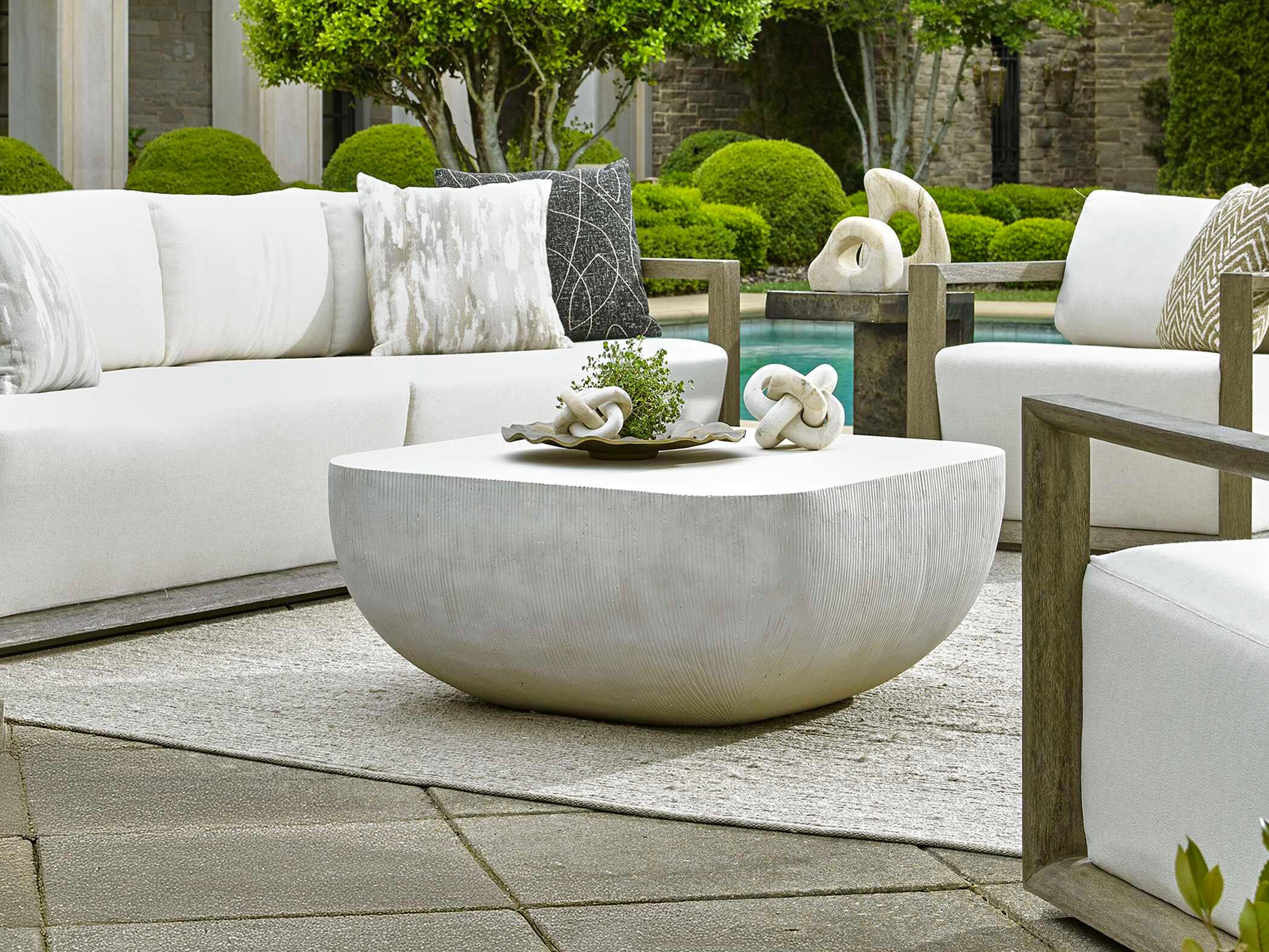 Uttermost Outdoor Alma Warm Limestone Concrete Square Coffee Table