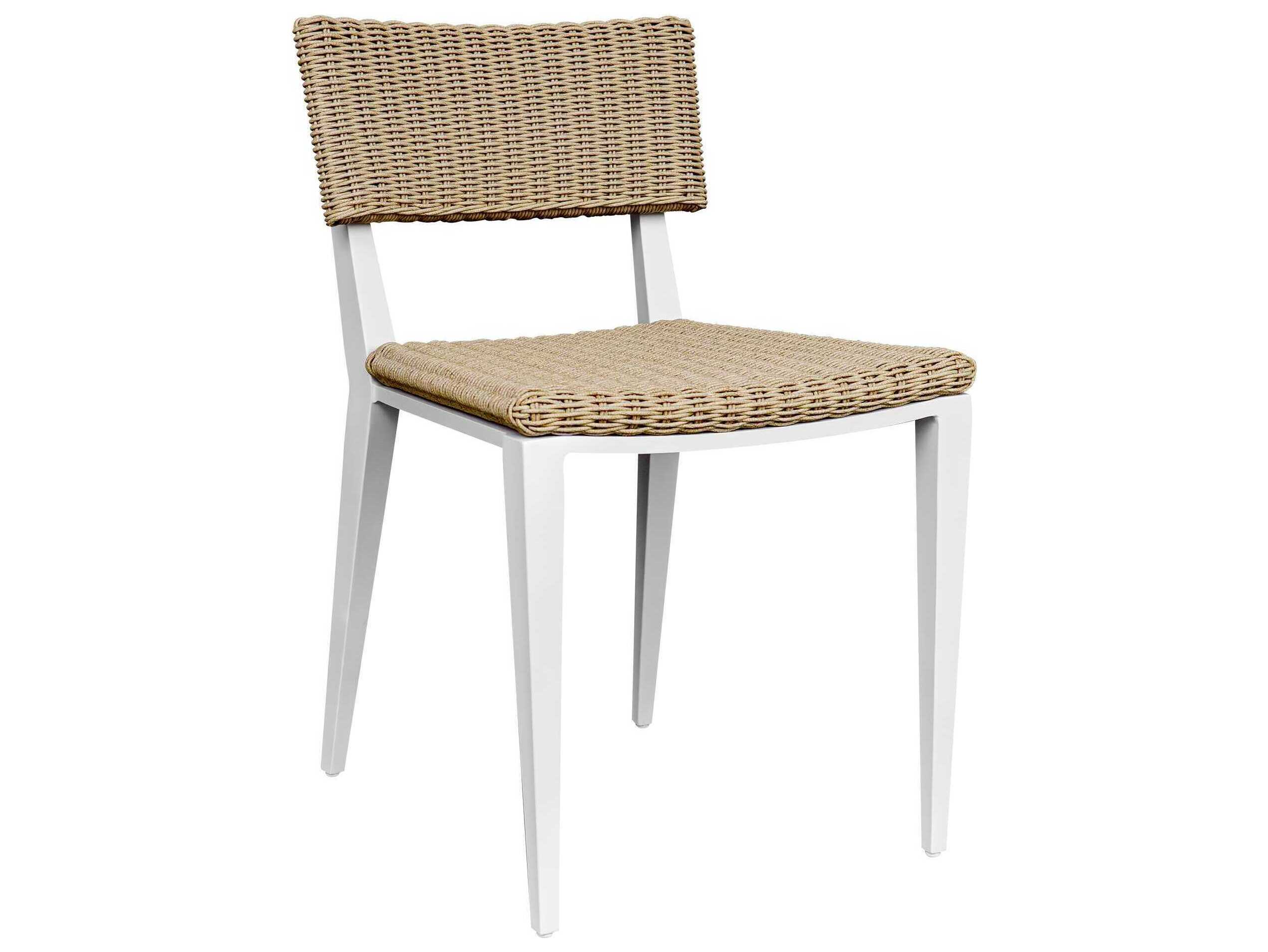 Uttermost Outdoor Calbas Crisp White Aluminum Wicker Dining Chair