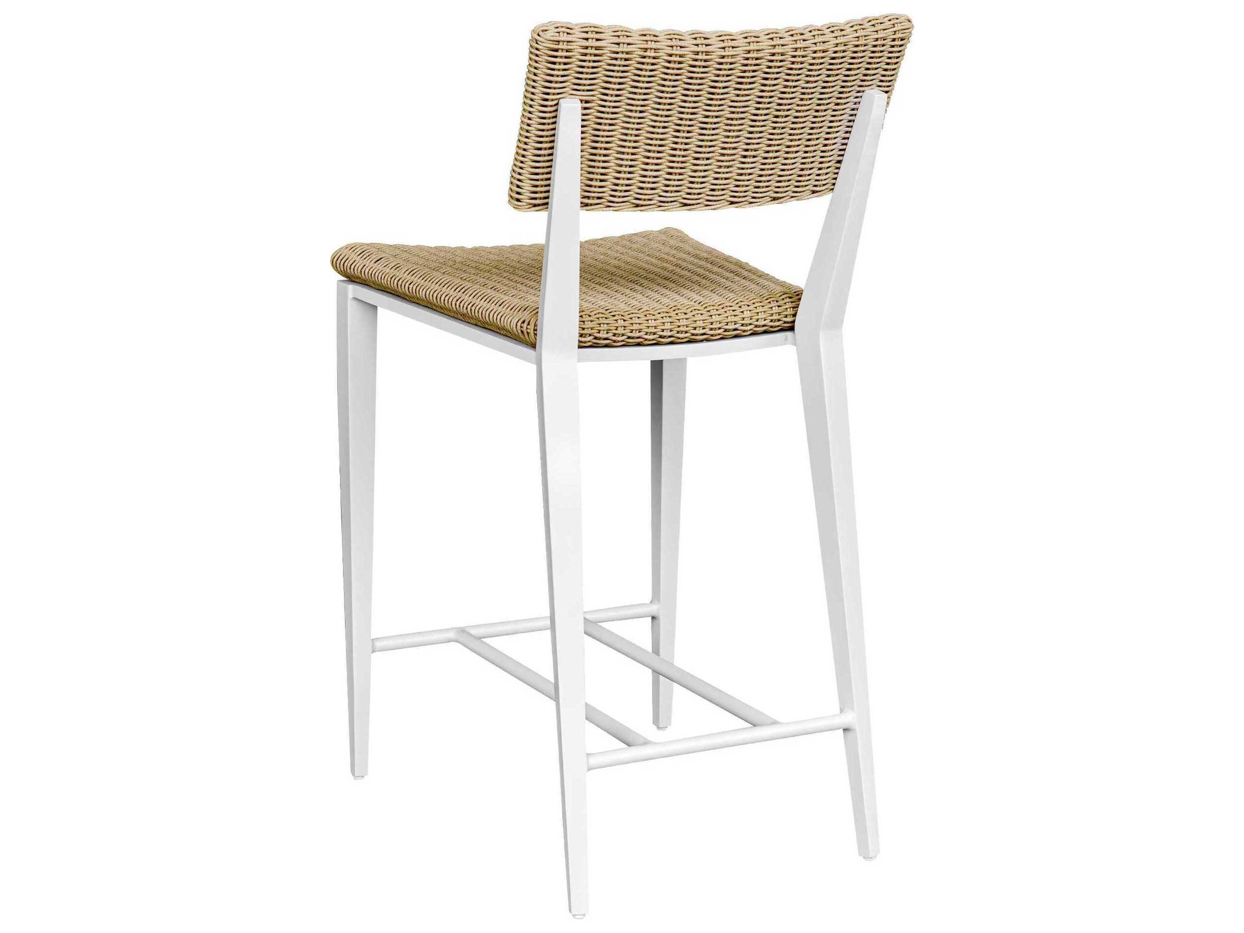 Uttermost Outdoor Calbas Crisp White Aluminum Wicker Counter Stool