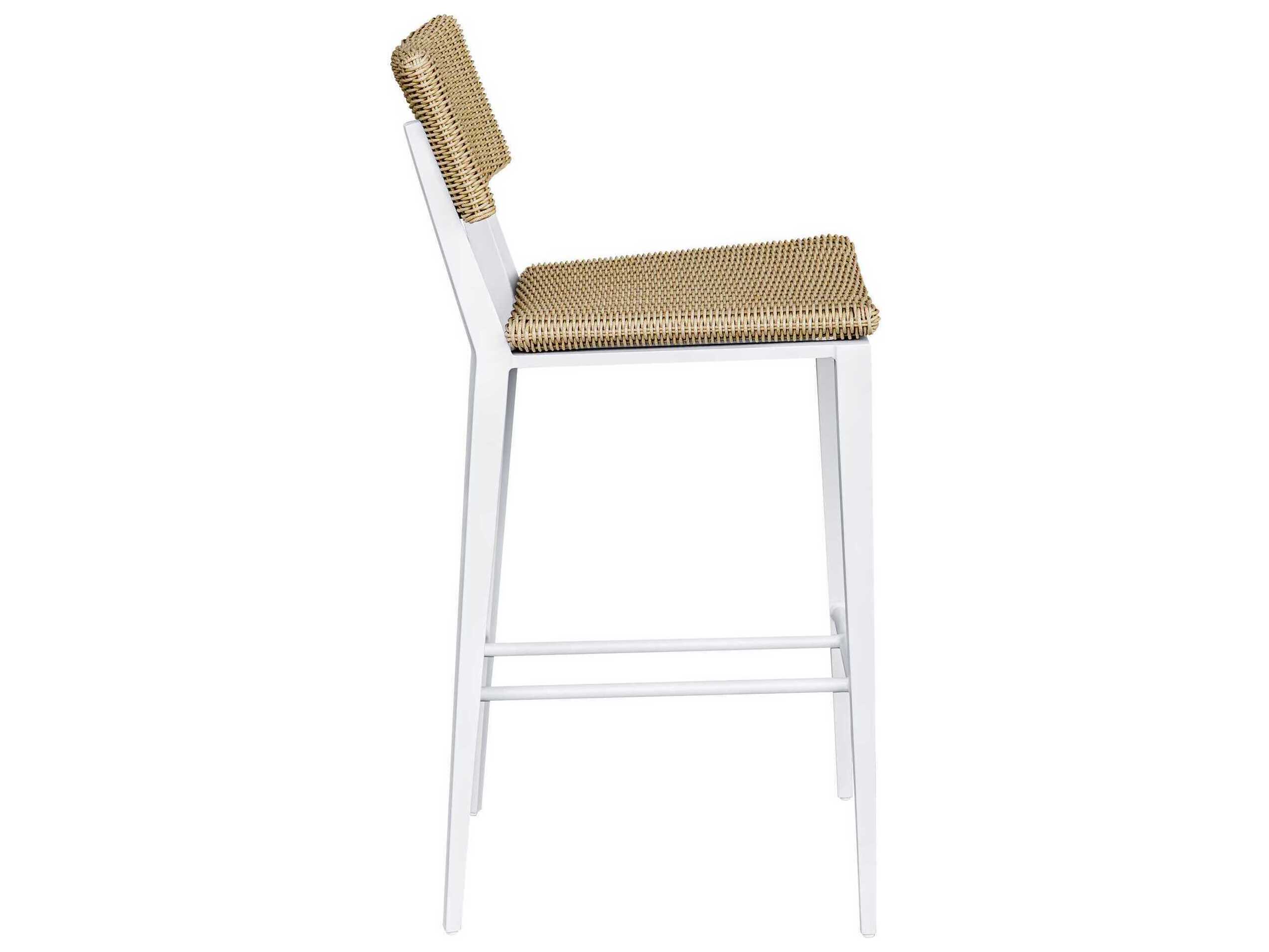 Uttermost Outdoor Calbas Crisp White Aluminum Wicker Bar Stool