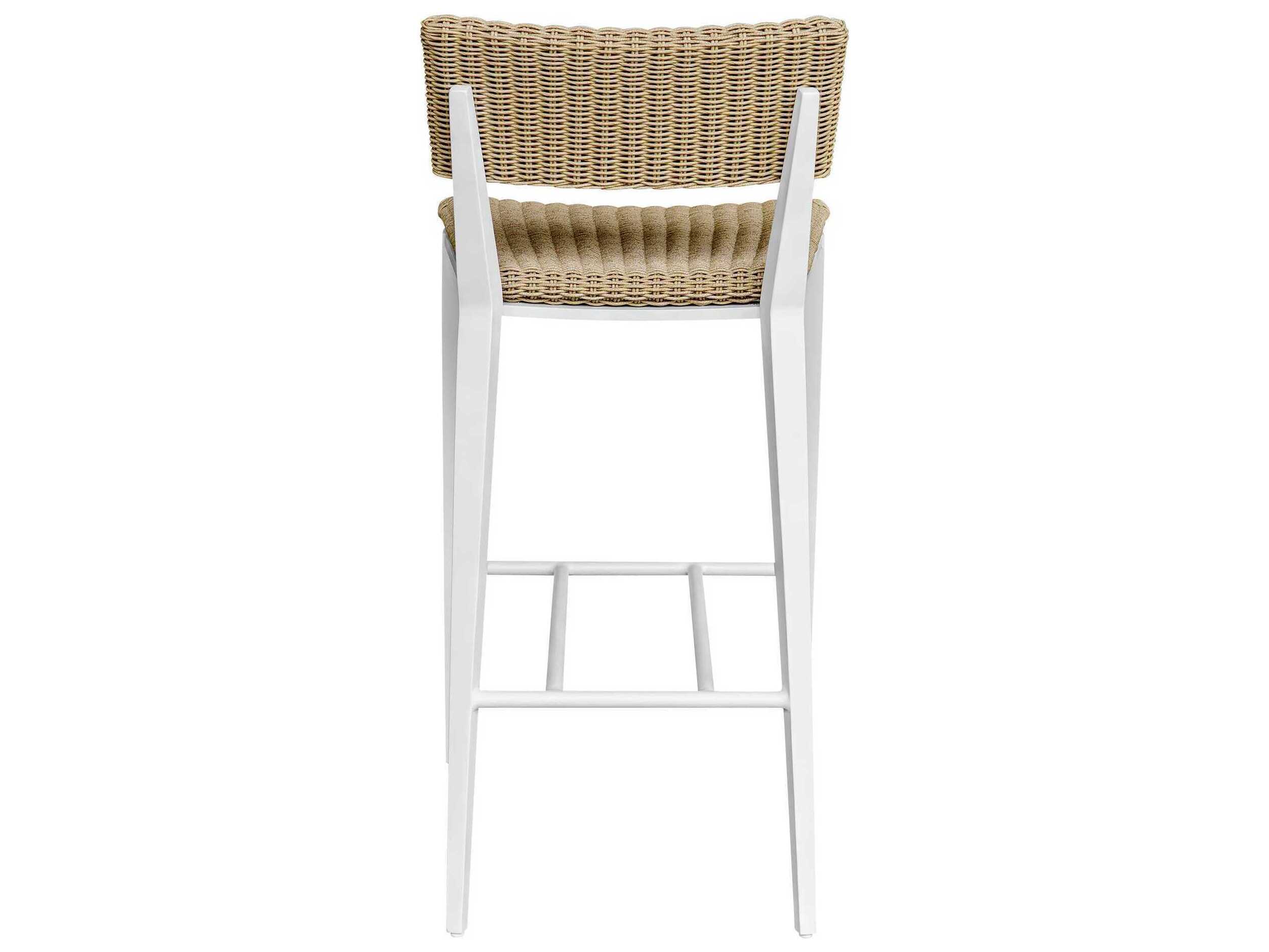 Uttermost Outdoor Calbas Crisp White Aluminum Wicker Bar Stool