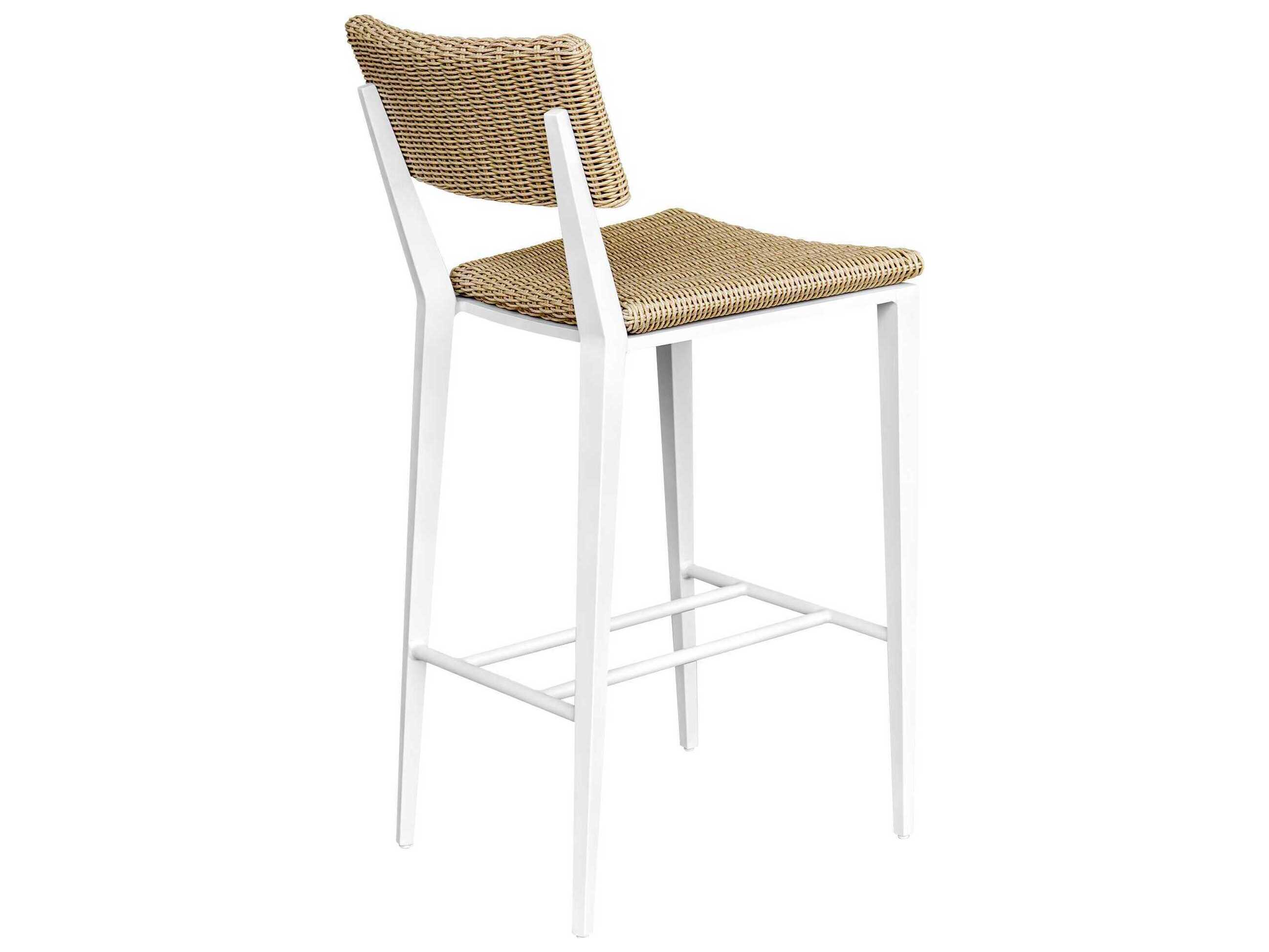 Uttermost Outdoor Calbas Crisp White Aluminum Wicker Bar Stool