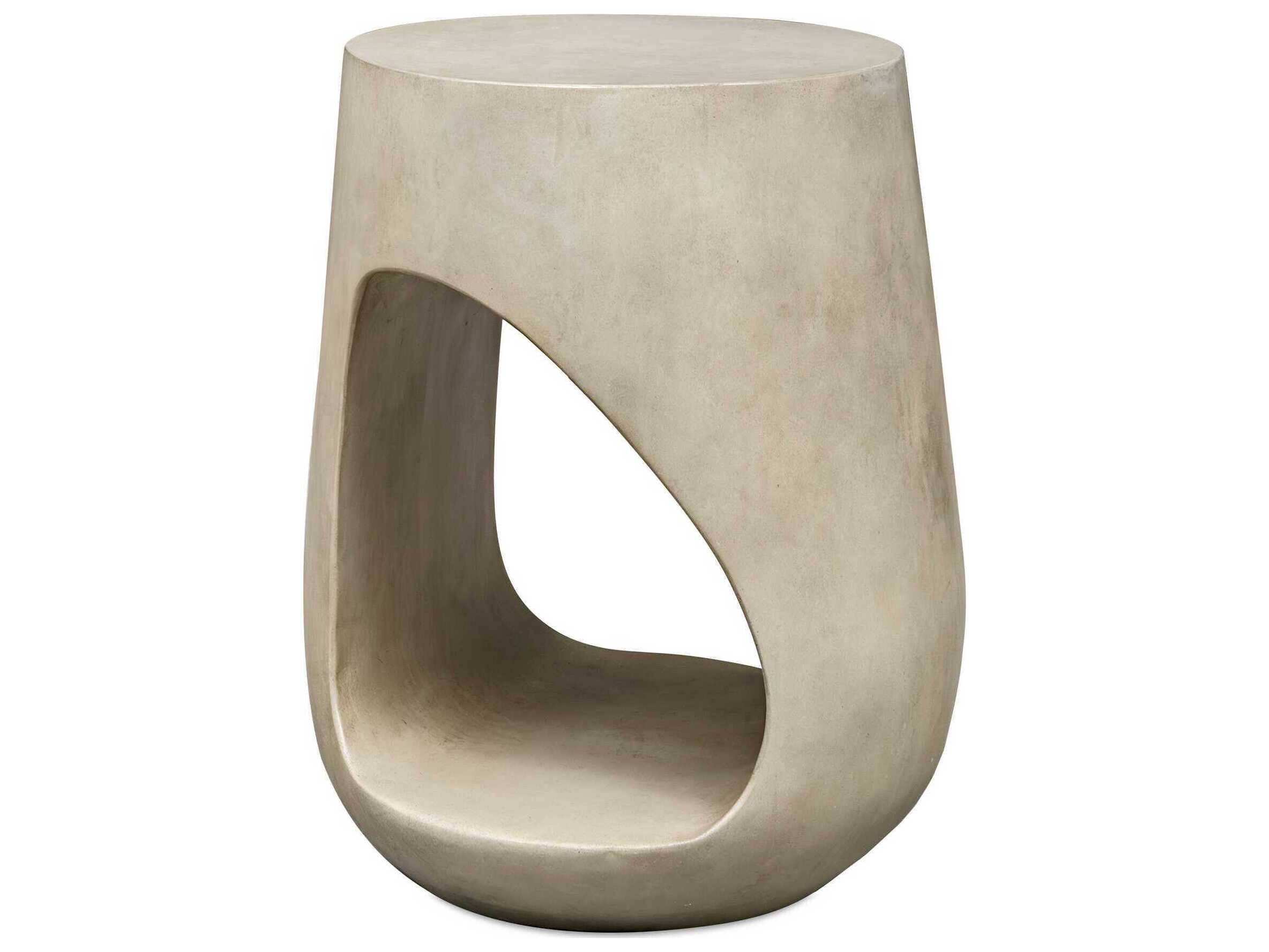 Uttermost Outdoor Lithos Warm Gray Faux Wood Round End Table