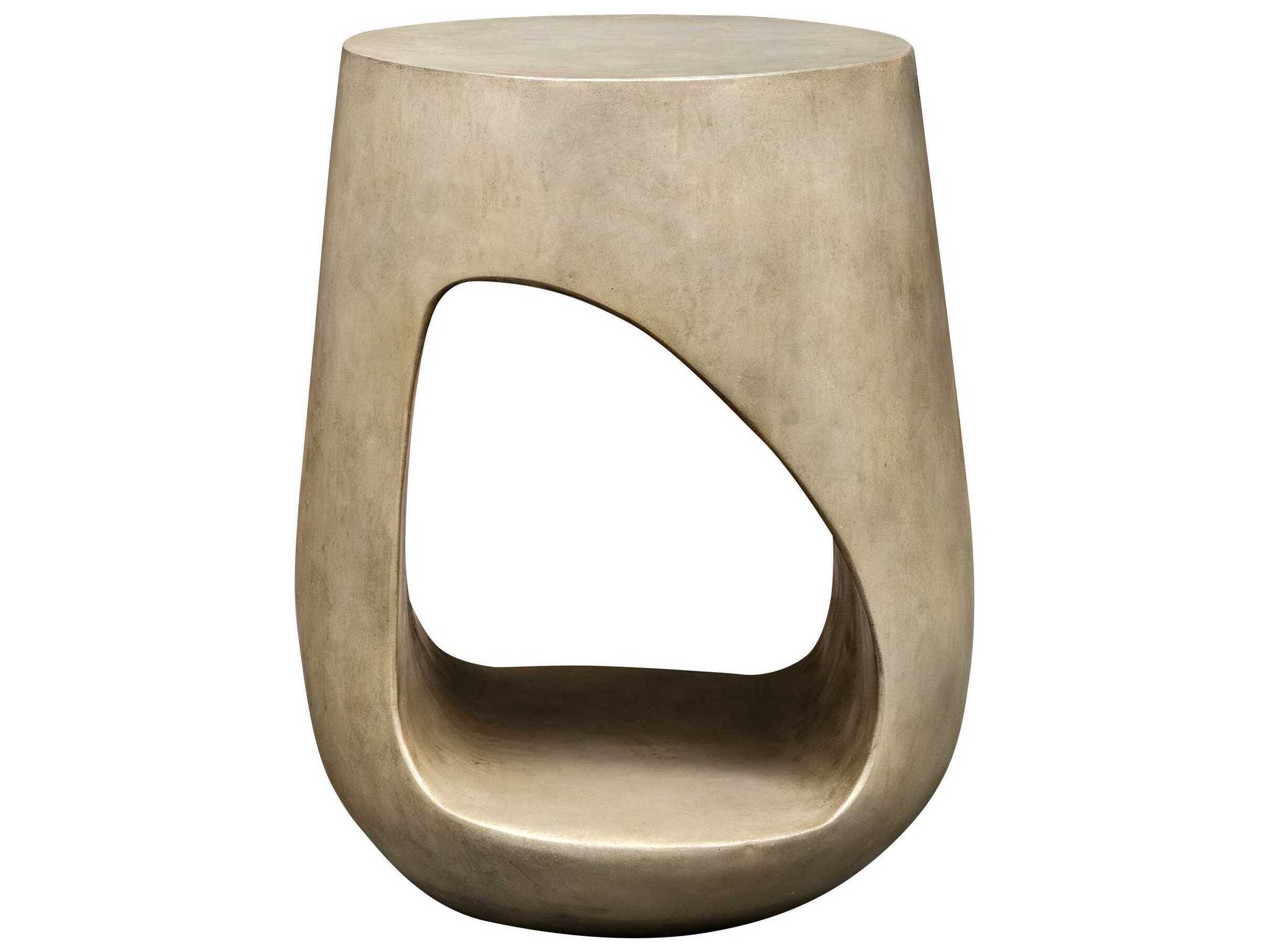 Uttermost Outdoor Lithos Warm Gray Faux Wood Round End Table