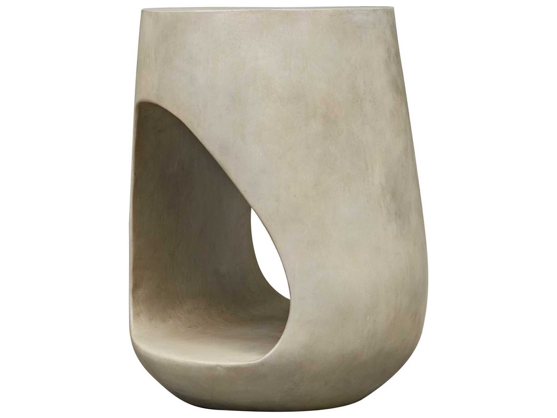 Uttermost Outdoor Lithos Warm Gray Faux Wood Round End Table