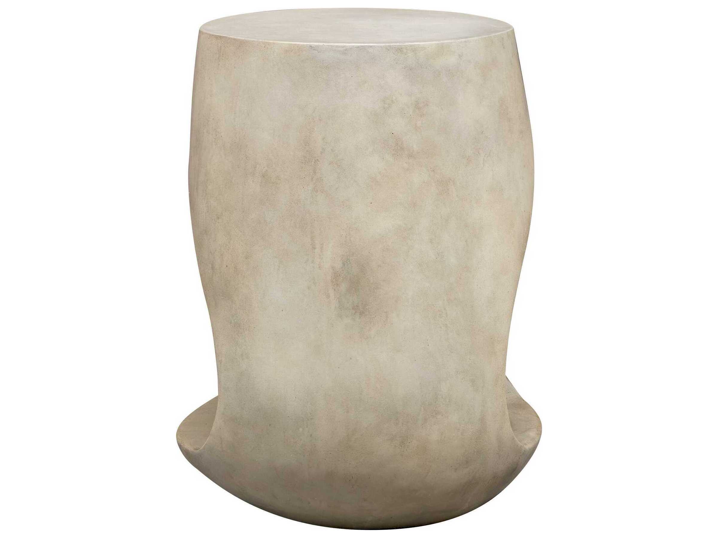 Uttermost Outdoor Lithos Warm Gray Faux Wood Round End Table