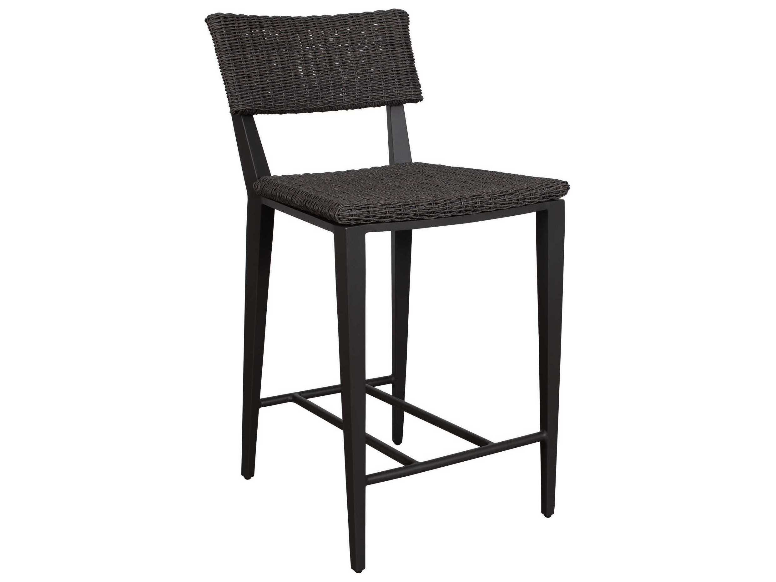 Uttermost Outdoor Calbas Java Black Aluminum Wicker Counter Stool
