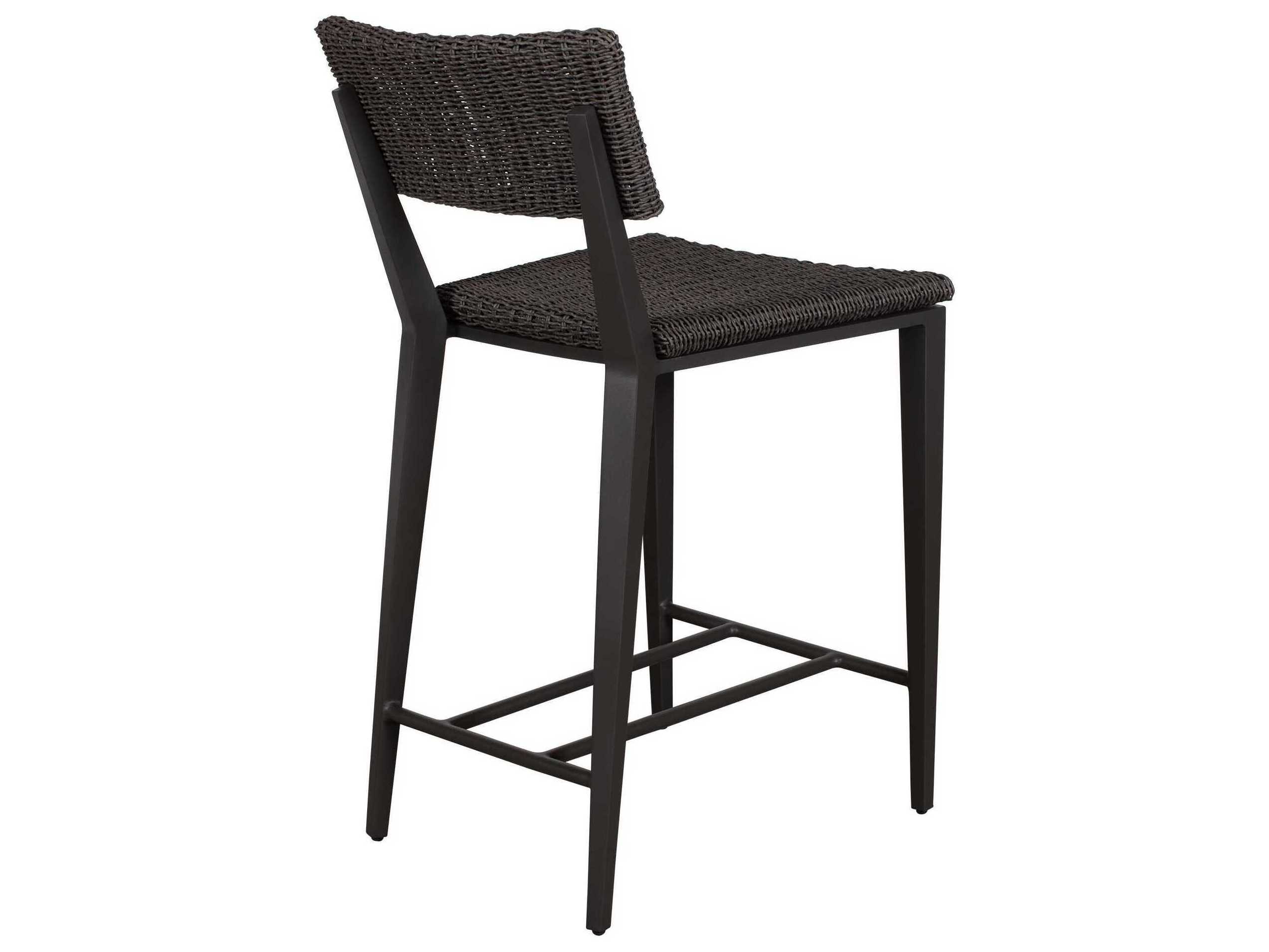 Uttermost Outdoor Calbas Java Black Aluminum Wicker Counter Stool