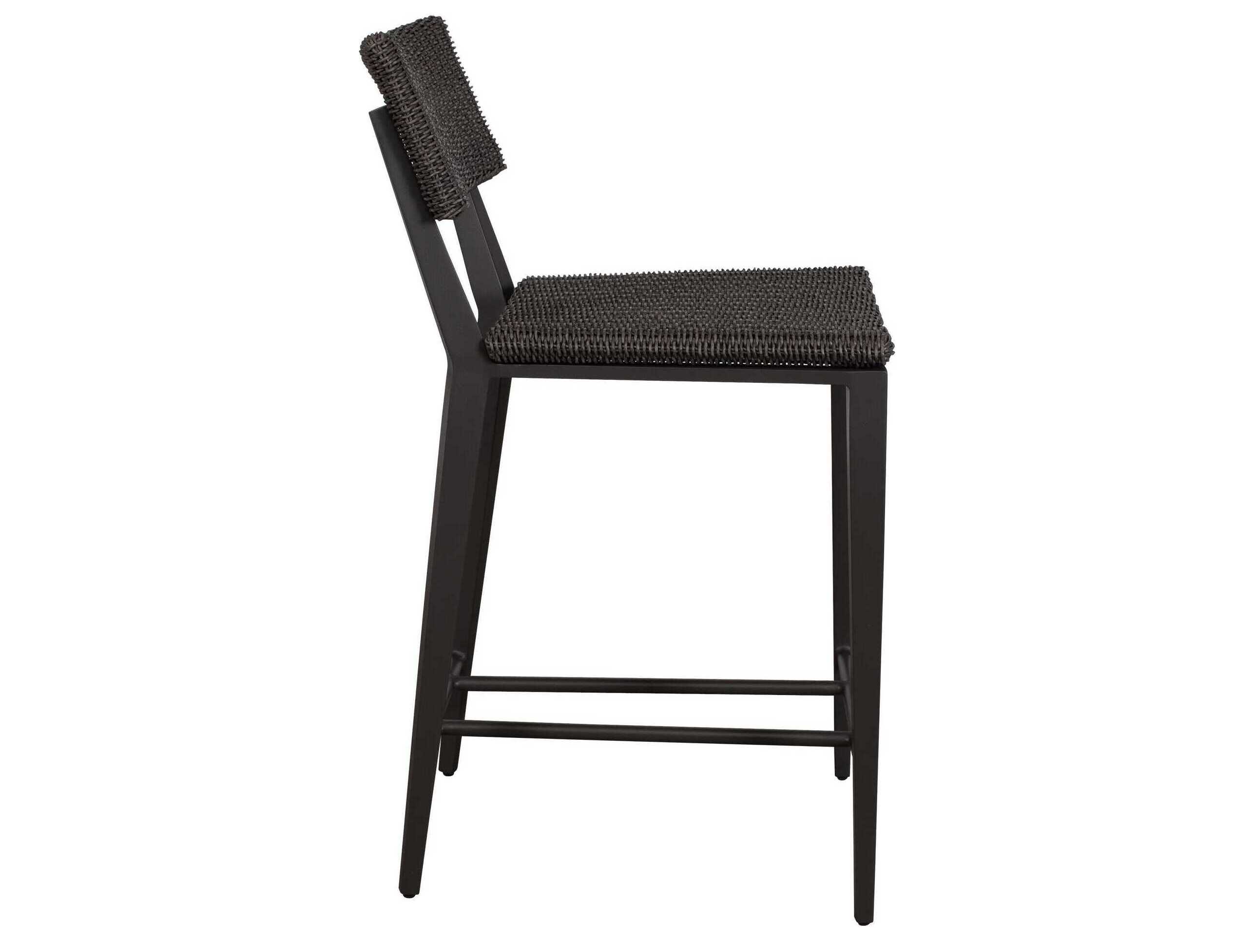 Uttermost Outdoor Calbas Java Black Aluminum Wicker Counter Stool