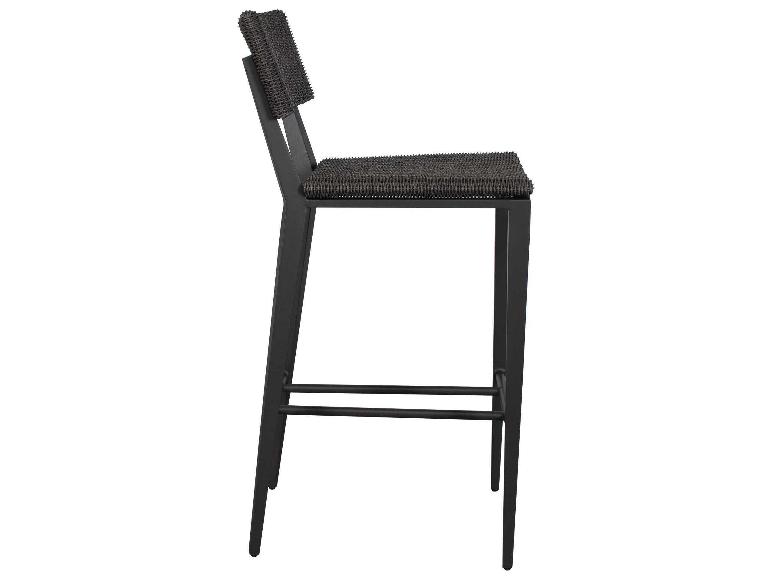 Uttermost Outdoor Calbas Java Black Aluminum Wicker Bar Stool