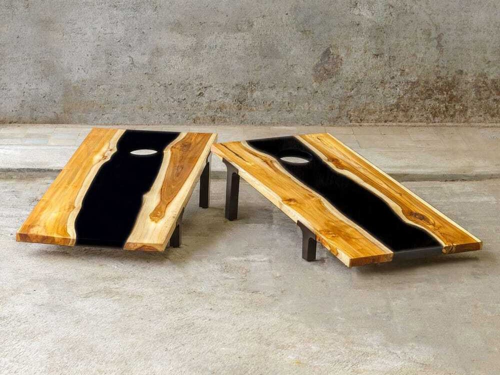 Uttermost Outdoor Clearwood Black Cornhole Game Set of 2