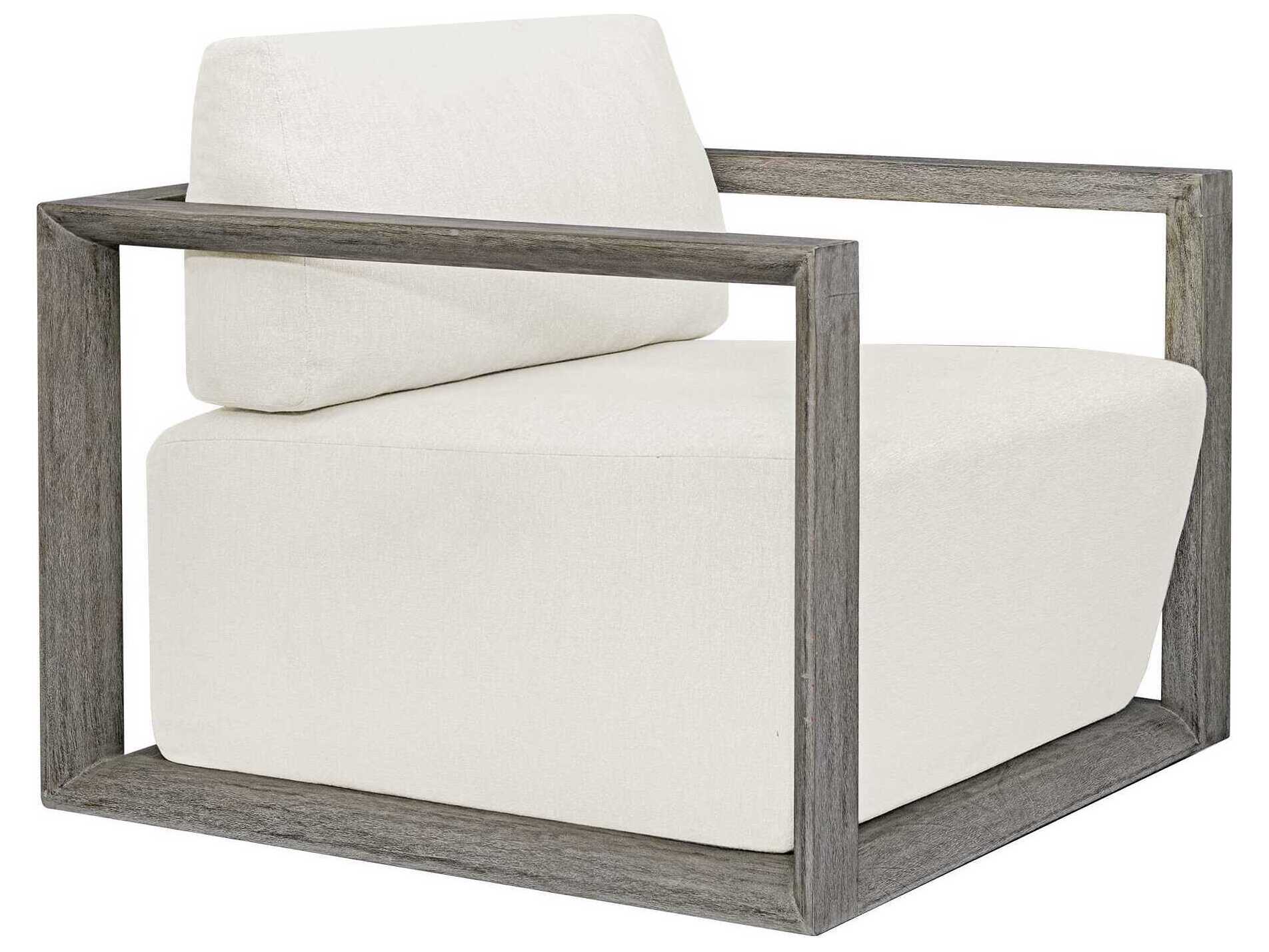 Uttermost Outdoor Remsen Weathered Gray Oyster White Wood Cushion Lounge Chair