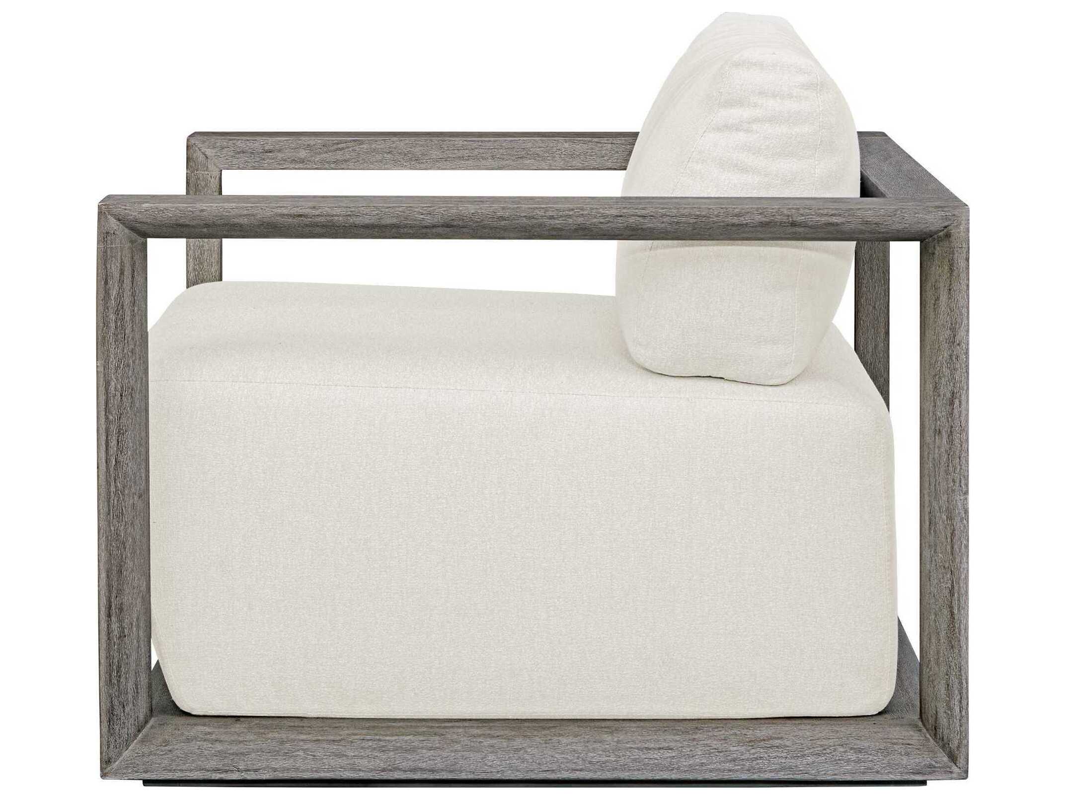 Uttermost Outdoor Remsen Weathered Gray Oyster White Wood Cushion Lounge Chair