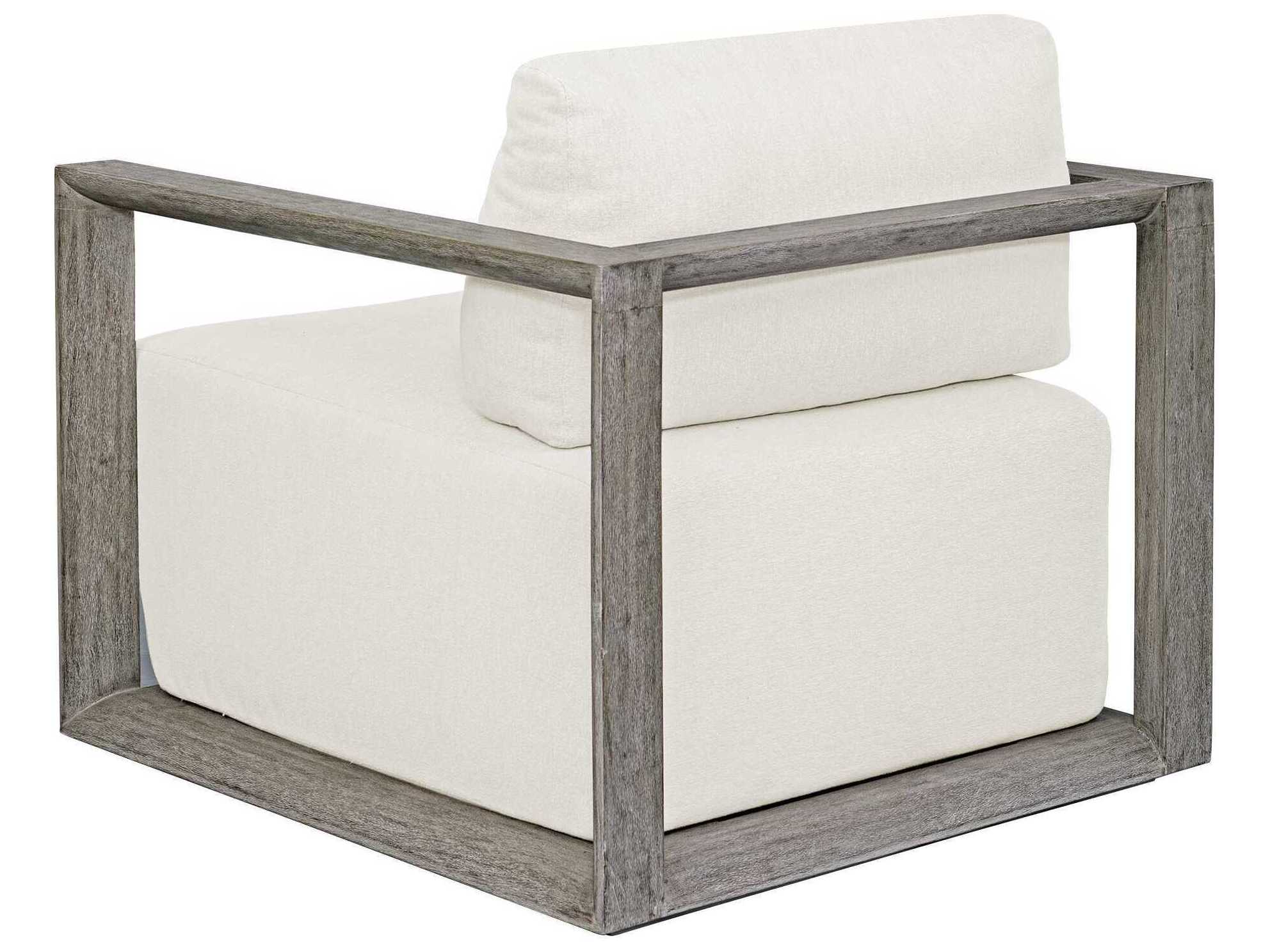 Uttermost Outdoor Remsen Weathered Gray Oyster White Wood Cushion Lounge Chair