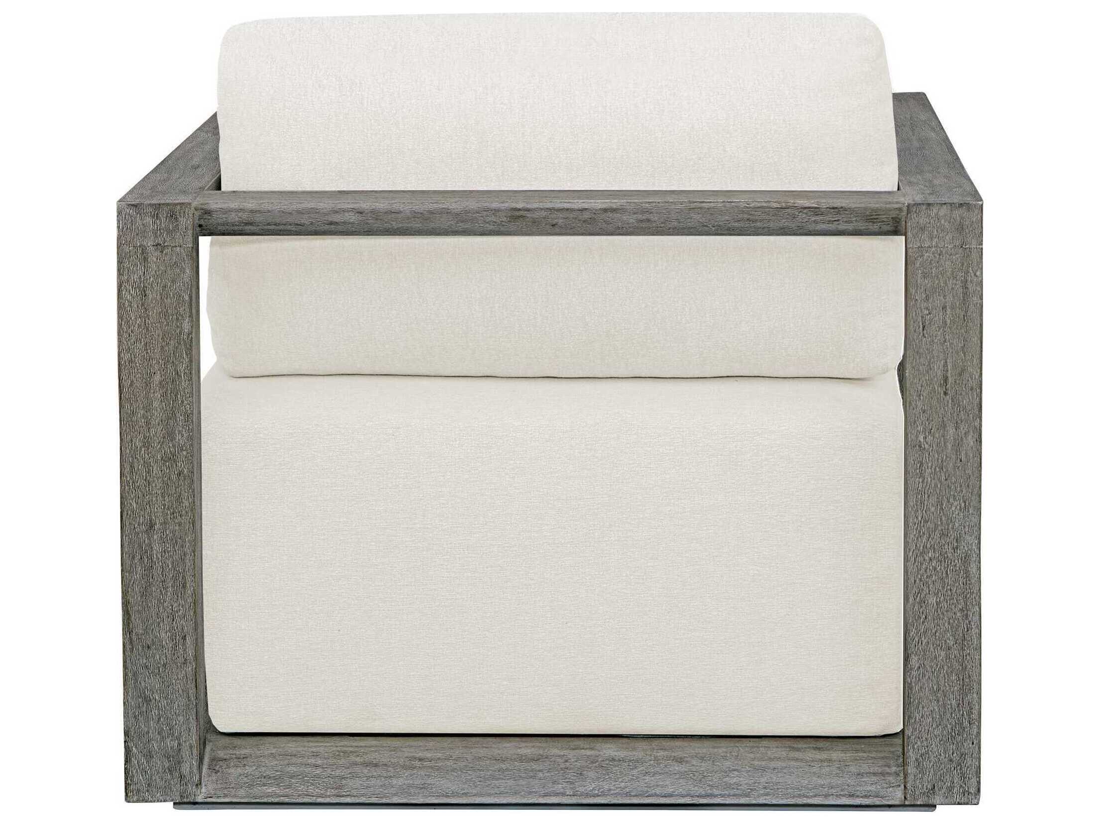 Uttermost Outdoor Remsen Weathered Gray Oyster White Wood Cushion Lounge Chair