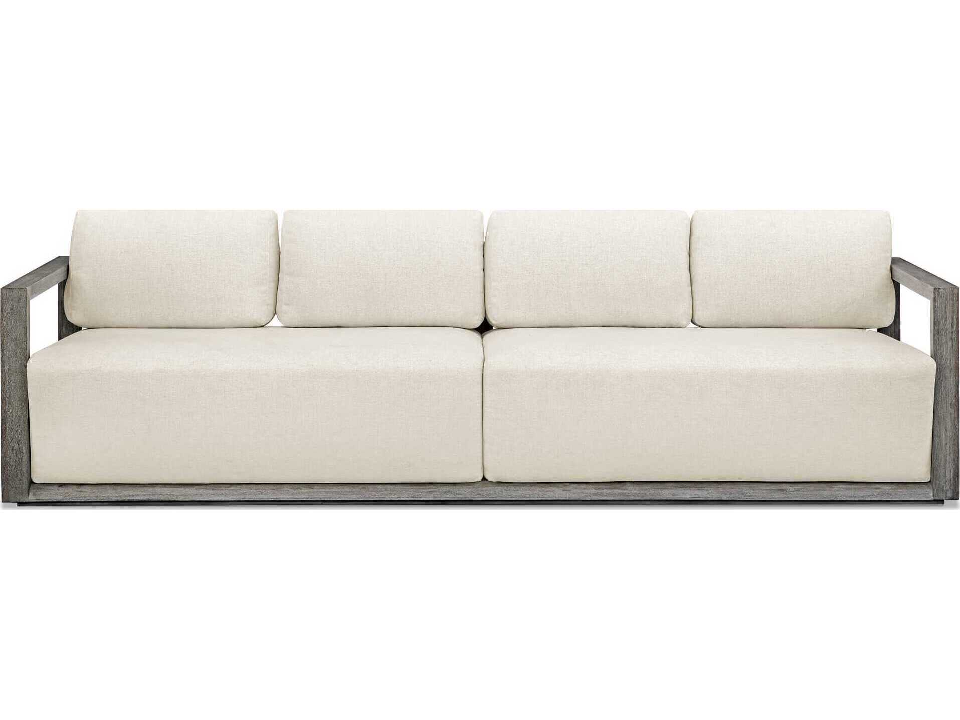 Uttermost Outdoor Remsen Weathered Gray Oyster White Wood Cushion Sofa