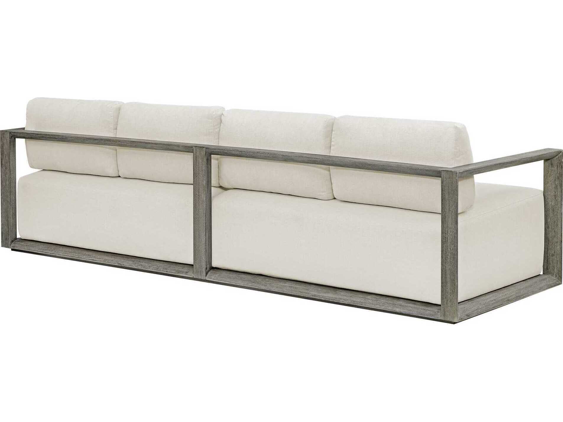 Uttermost Outdoor Remsen Weathered Gray Oyster White Wood Cushion Sofa