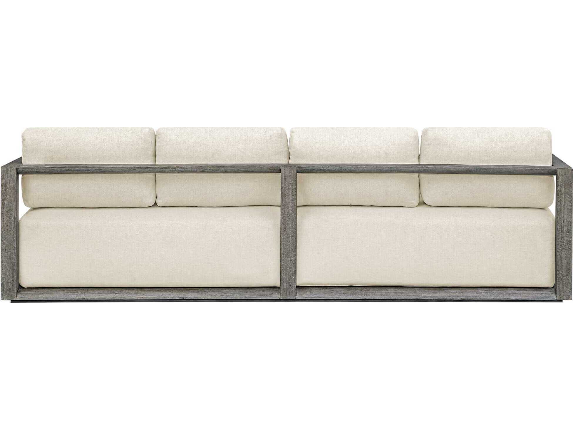 Uttermost Outdoor Remsen Weathered Gray Oyster White Wood Cushion Sofa