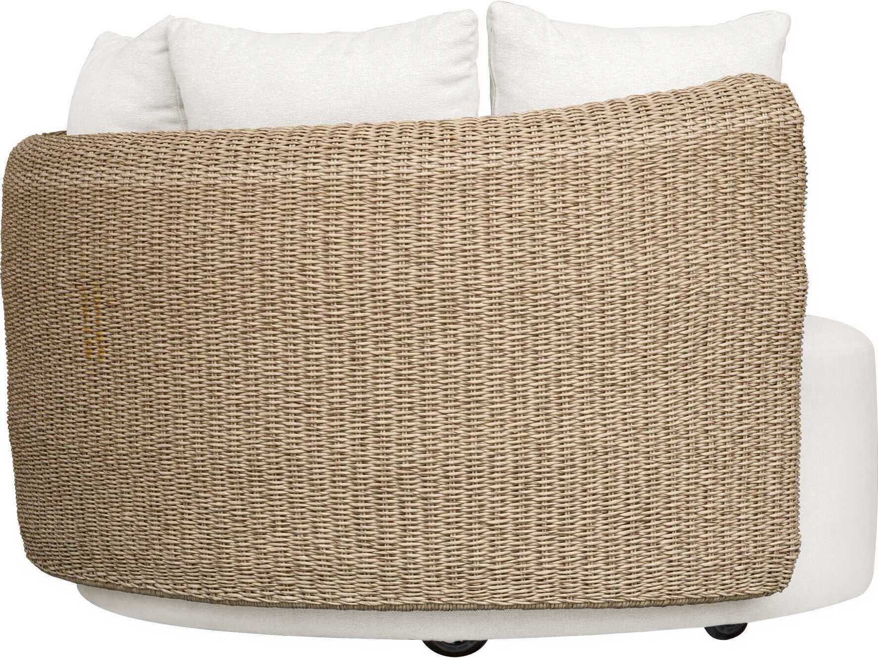Uttermost Outdoor Sunset Light Gray Oyster White Wicker Cushion Lounge Bed