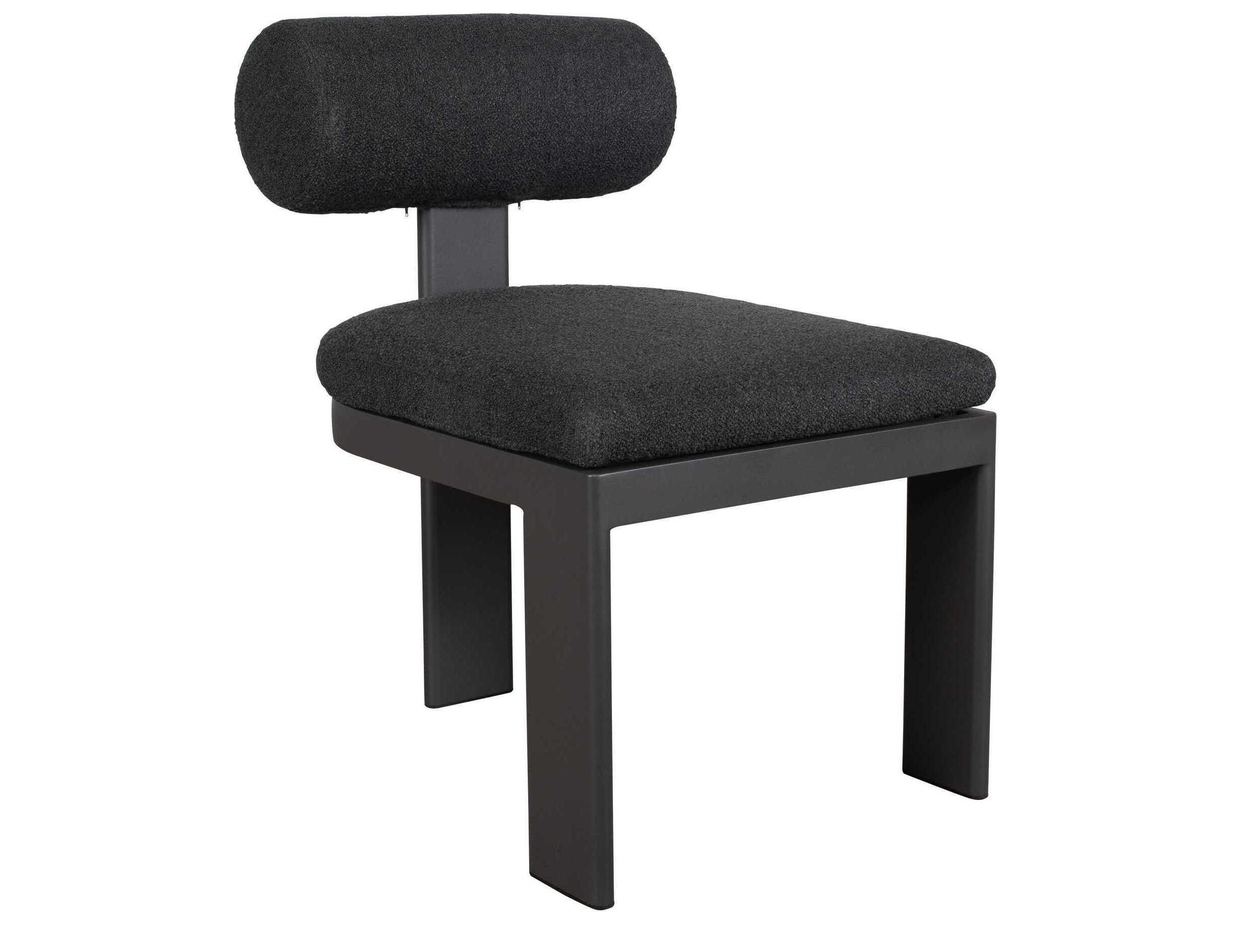 Uttermost Outdoor Bolster Back Java Black Charcoal Aluminum Cushion Dining Chair