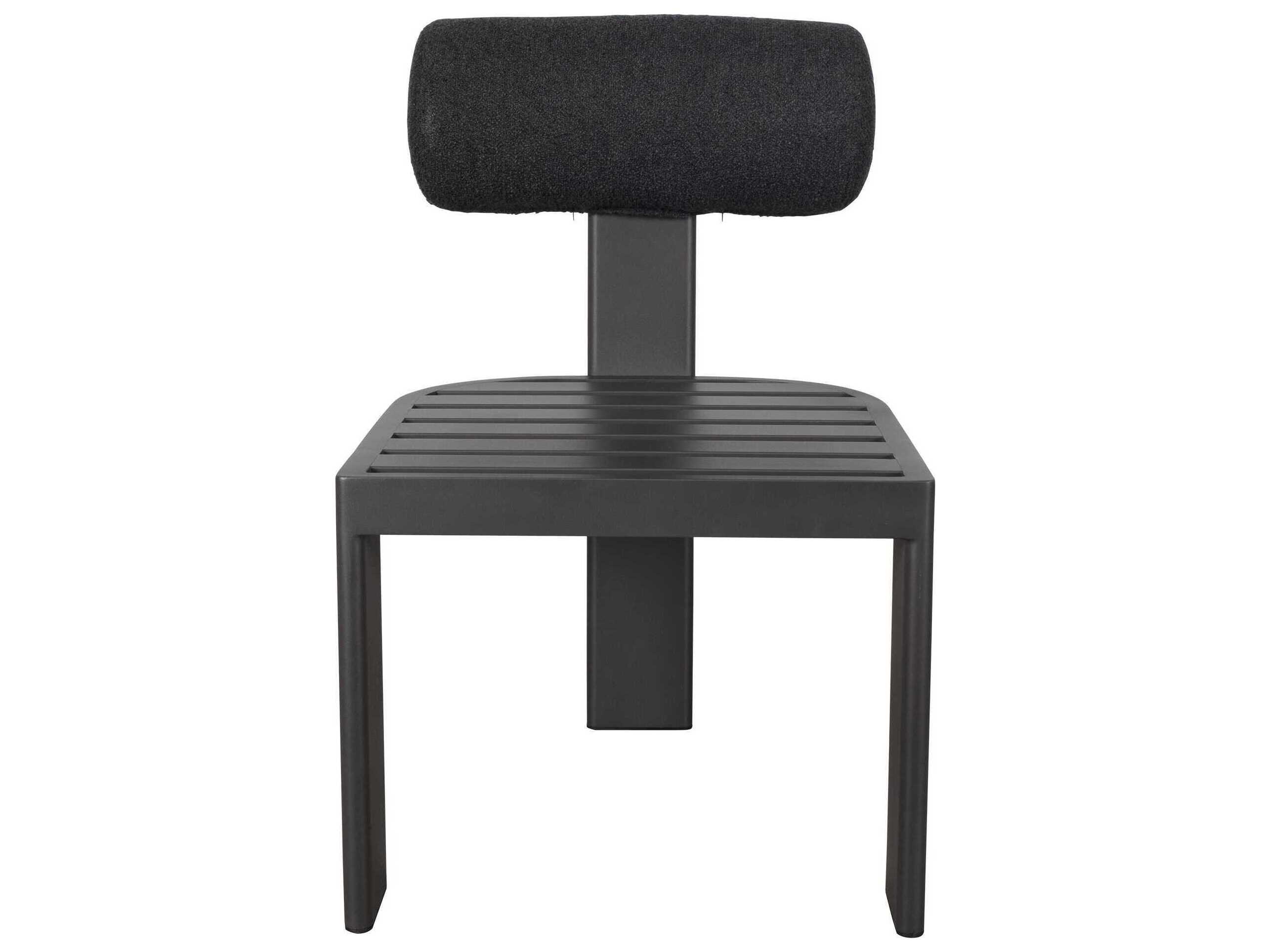 Uttermost Outdoor Bolster Back Java Black Charcoal Aluminum Cushion Dining Chair