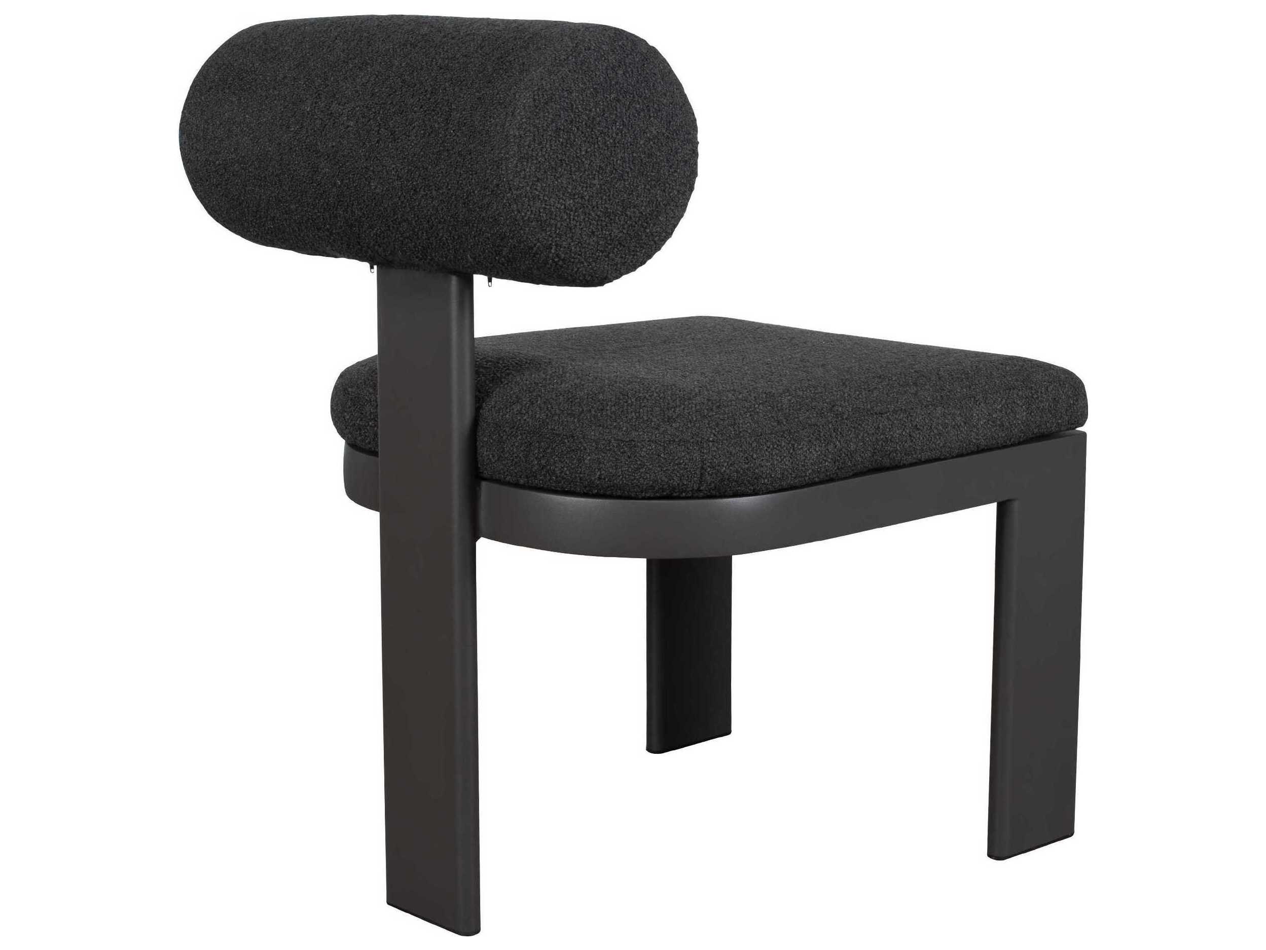 Uttermost Outdoor Bolster Back Java Black Charcoal Aluminum Cushion Dining Chair