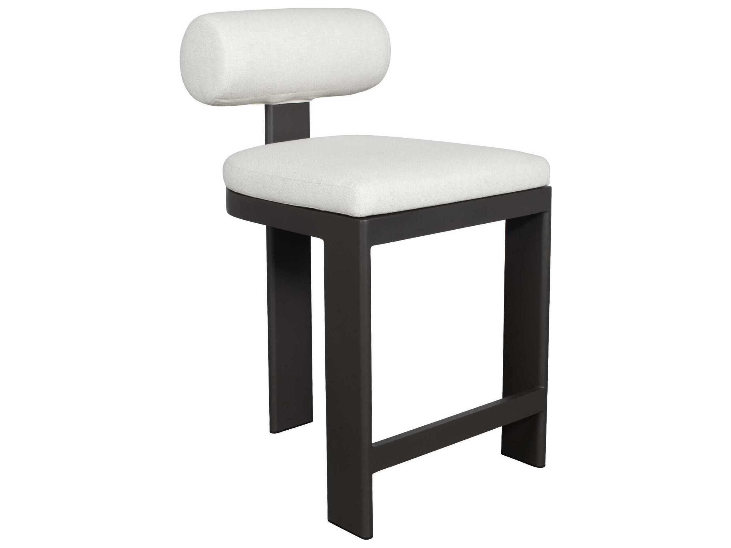 Uttermost Outdoor Bolster Back Java Black Oyster White Aluminum Cushion Counter Stool