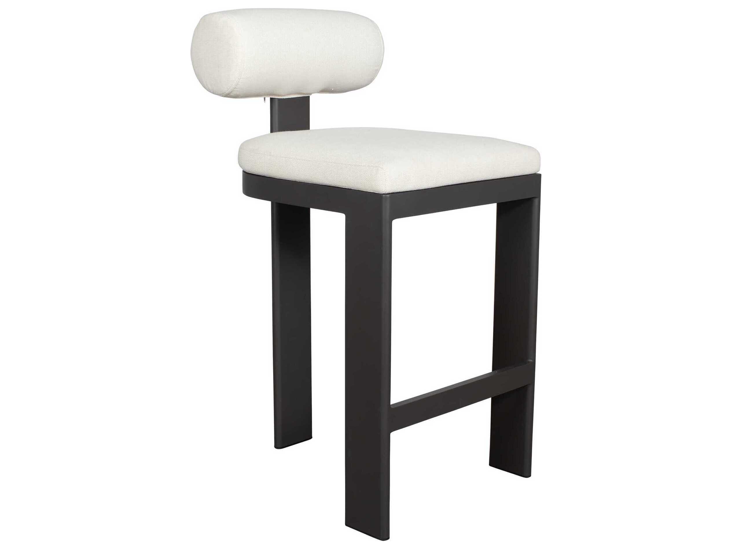 Uttermost Outdoor Bolster Back Java Black Oyster White Aluminum Cushion Bar Stool