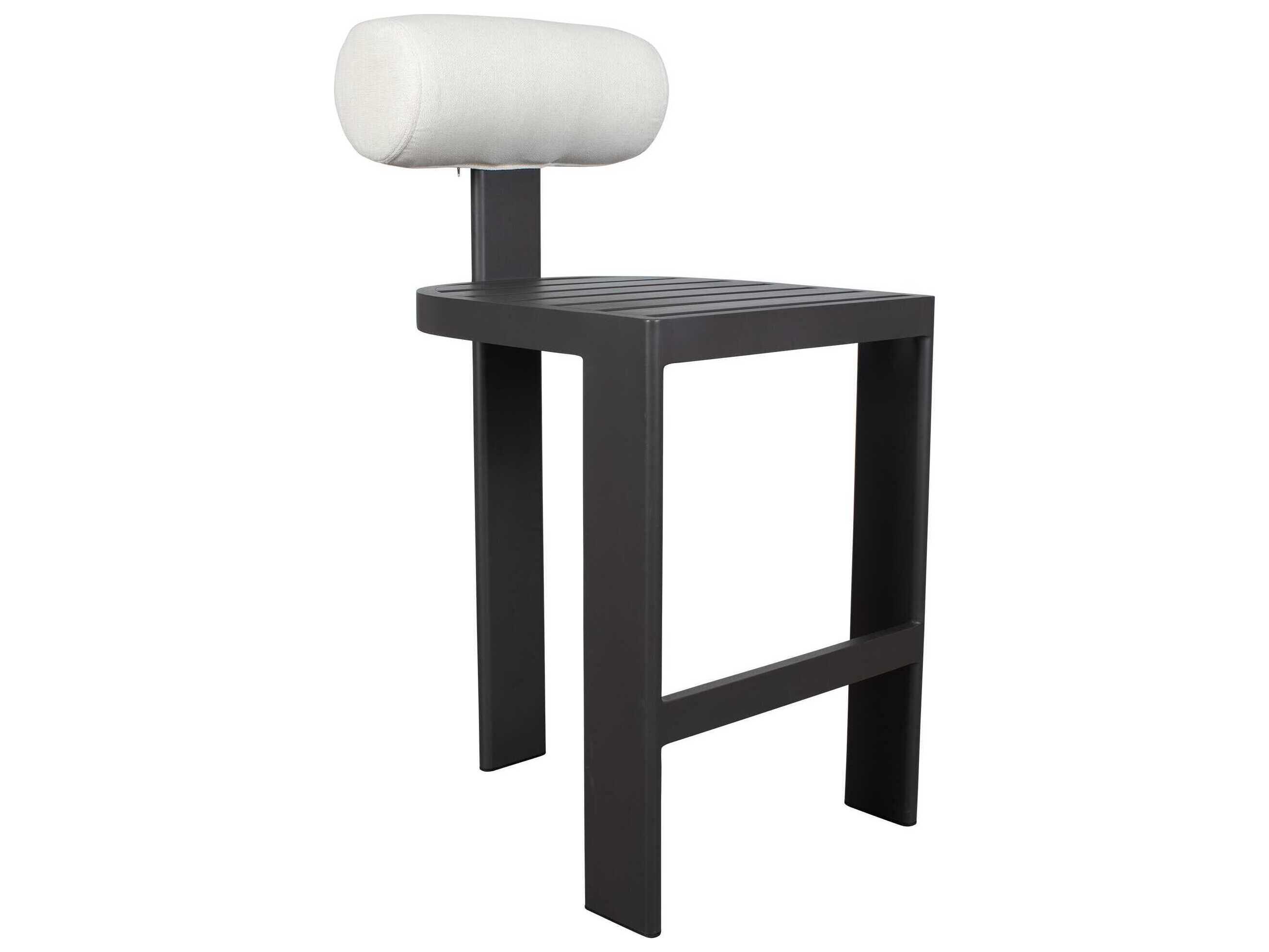 Uttermost Outdoor Bolster Back Java Black Oyster White Aluminum Cushion Bar Stool
