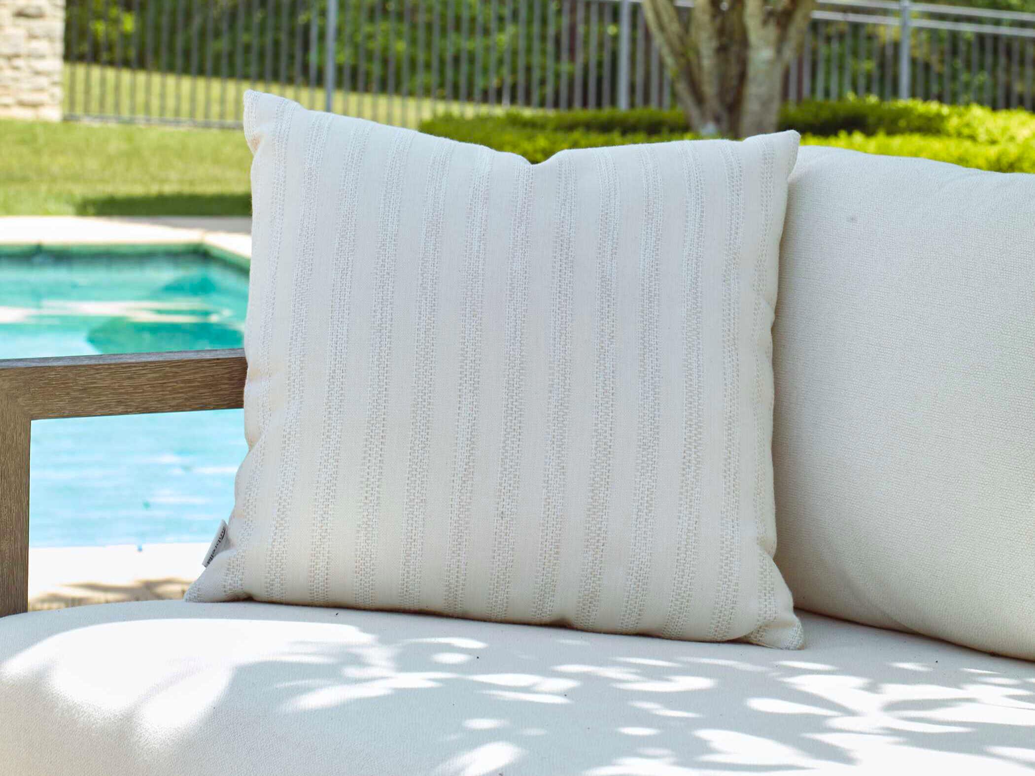 Uttermost Outdoor Basket Stripe Ivory Outdoor Pillow