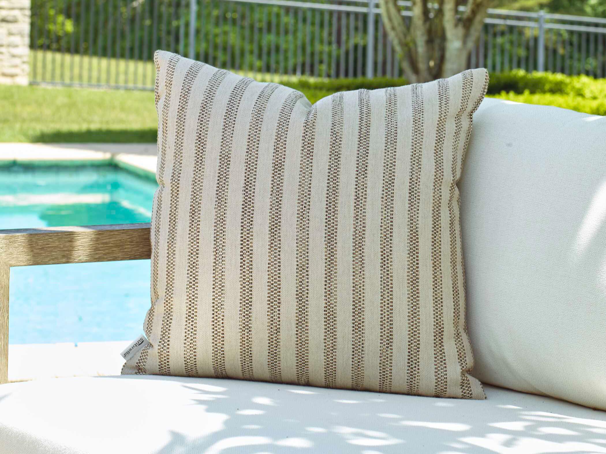 Uttermost Outdoor Basket Stripe Rattan Outdoor Pillow