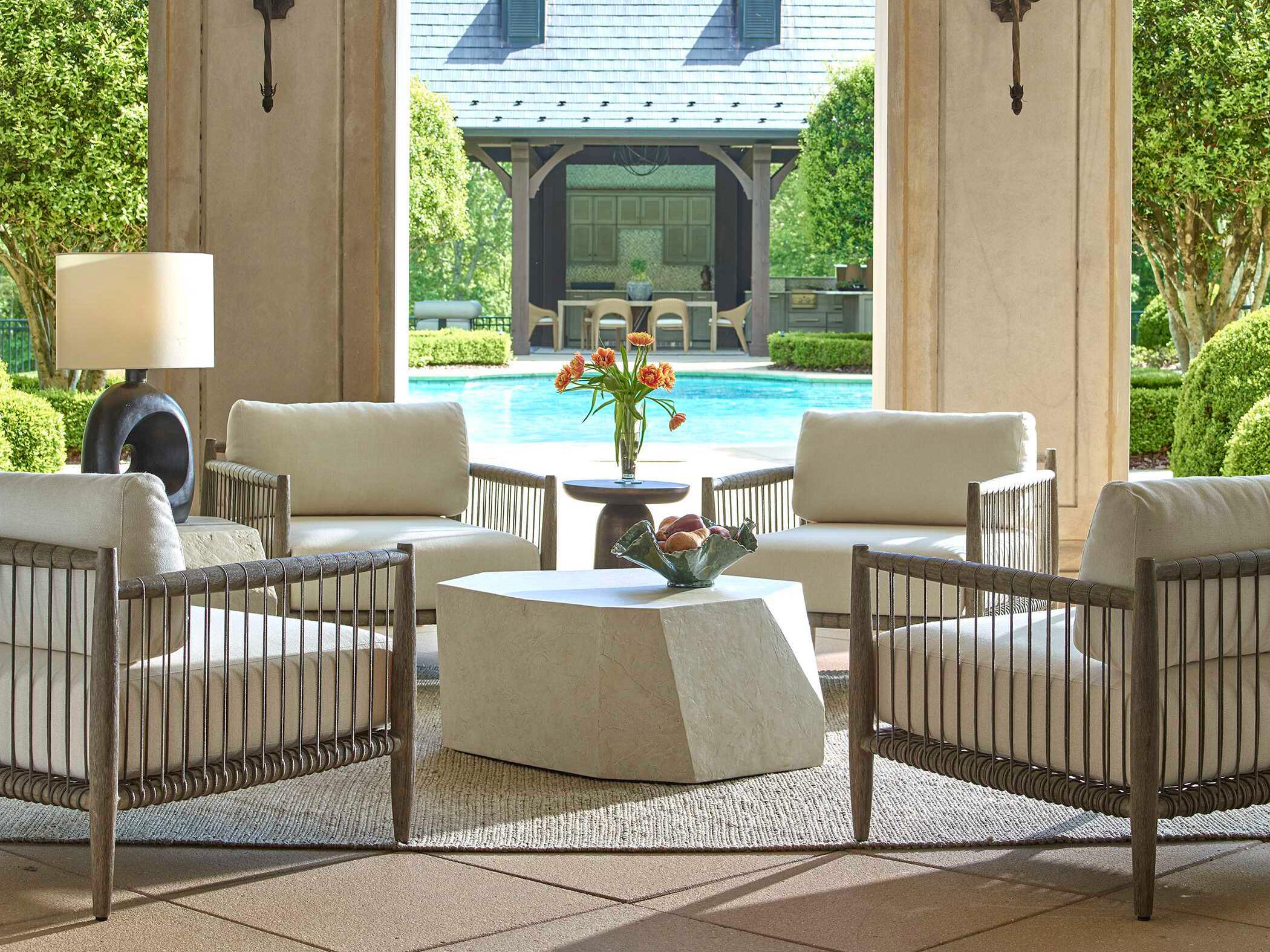 Uttermost Outdoor Borneo Wood Cushion Lounge Set