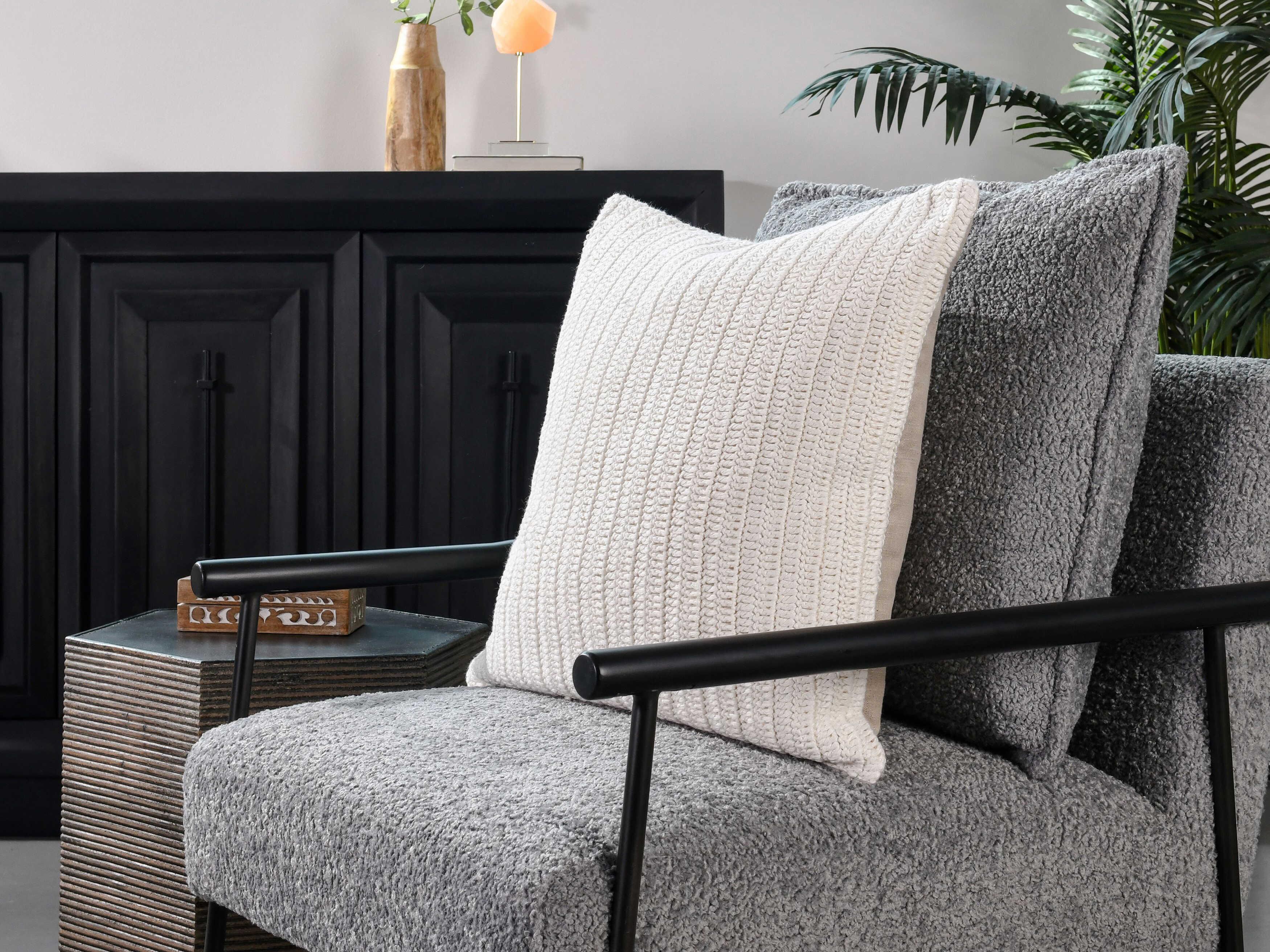 Villa by Classic Home Marcie Ivory Throw Pillow