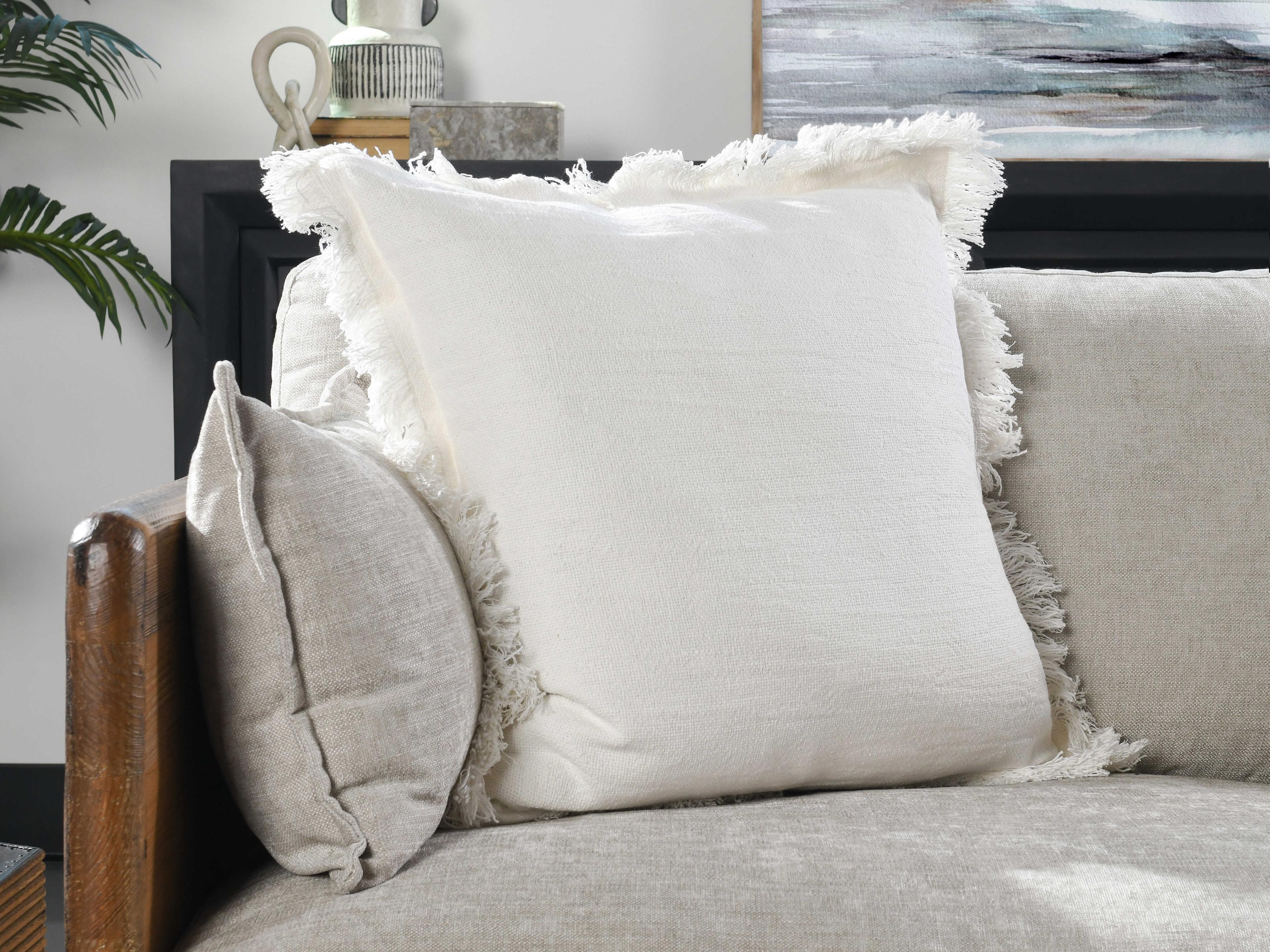 Villa by Classic Home Agatha Ivory Throw Pillow