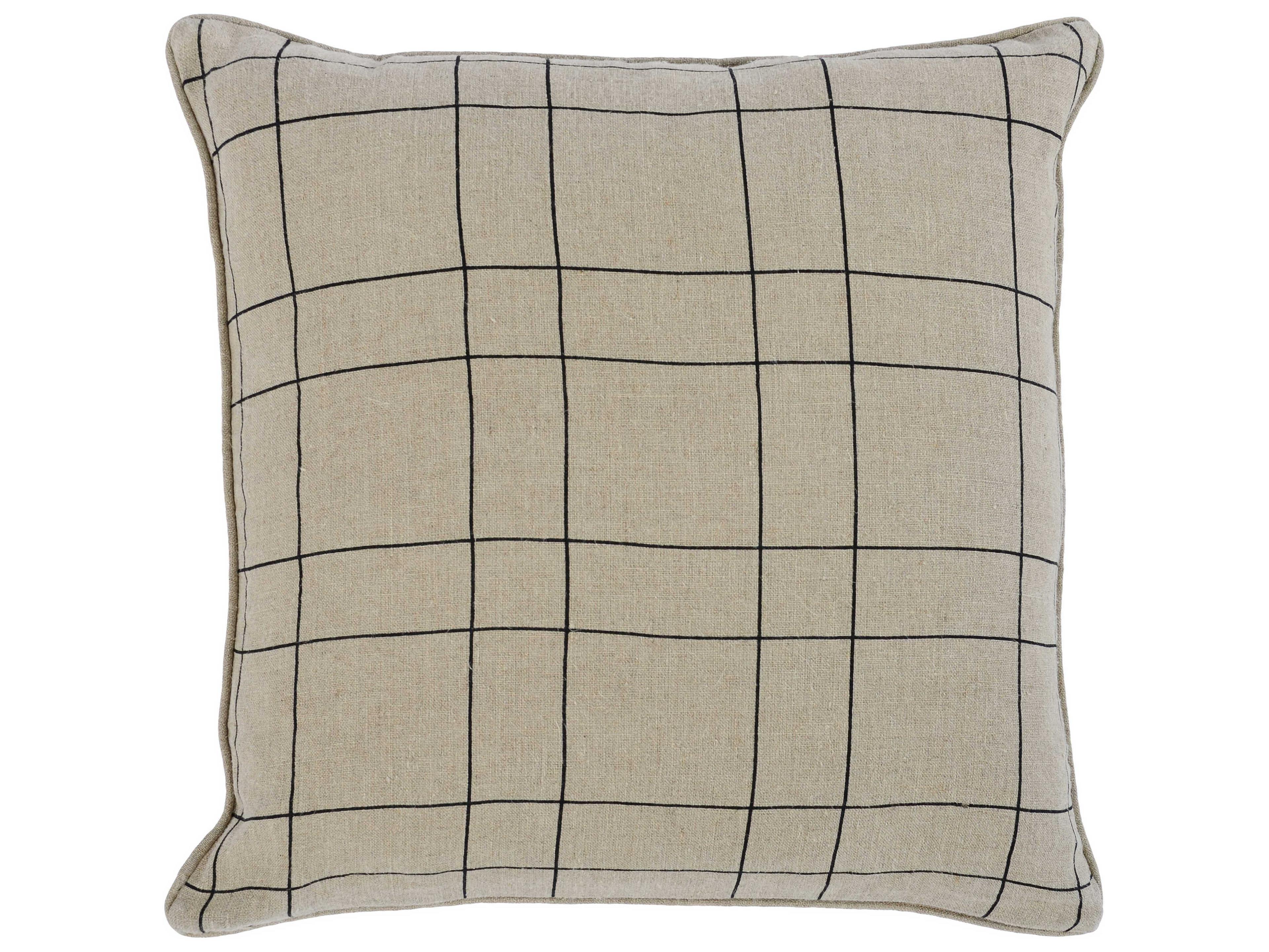 Villa by Classic Home Motto Natural Black Throw Pillow