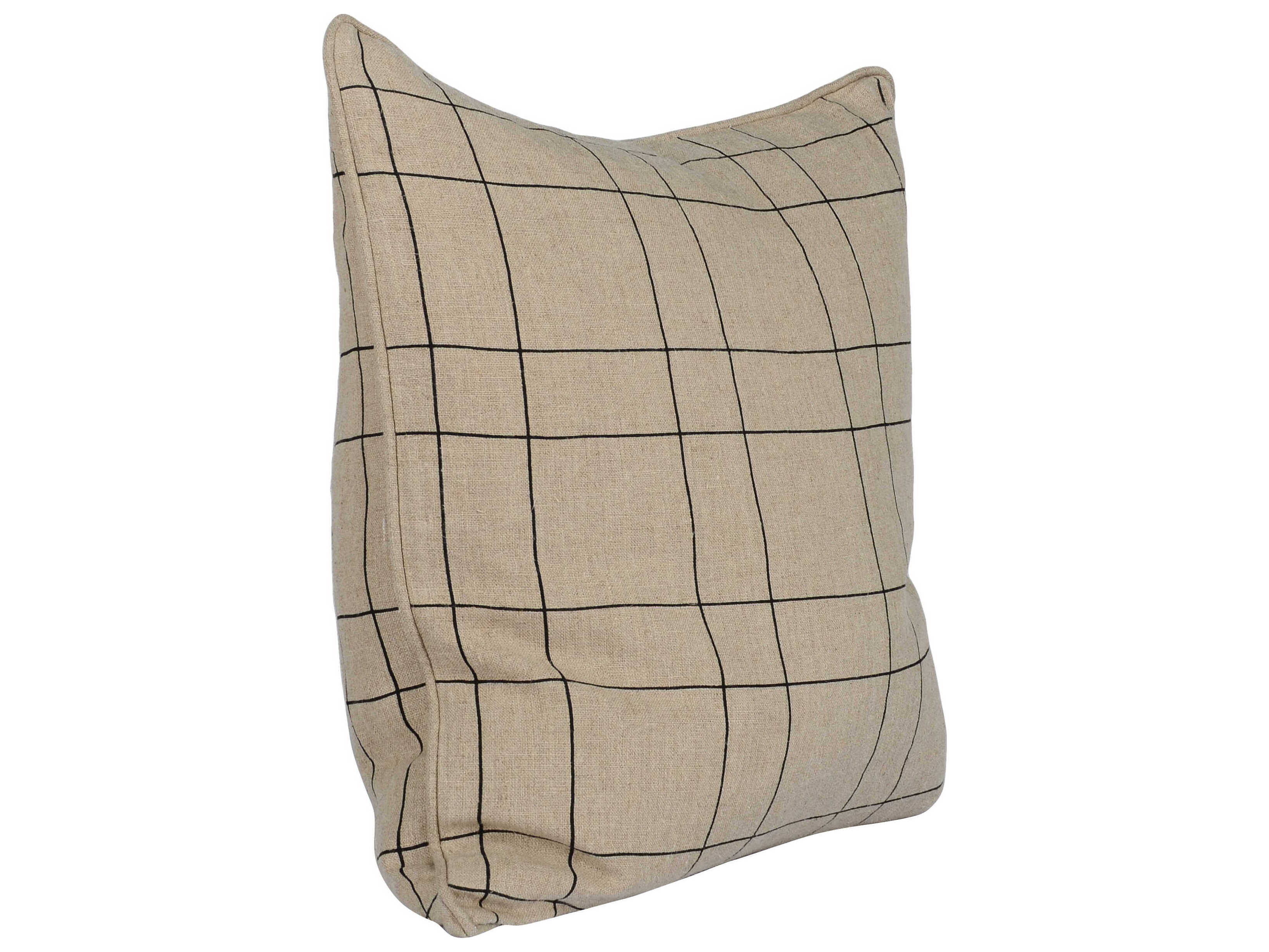 Villa by Classic Home Motto Natural Black Throw Pillow