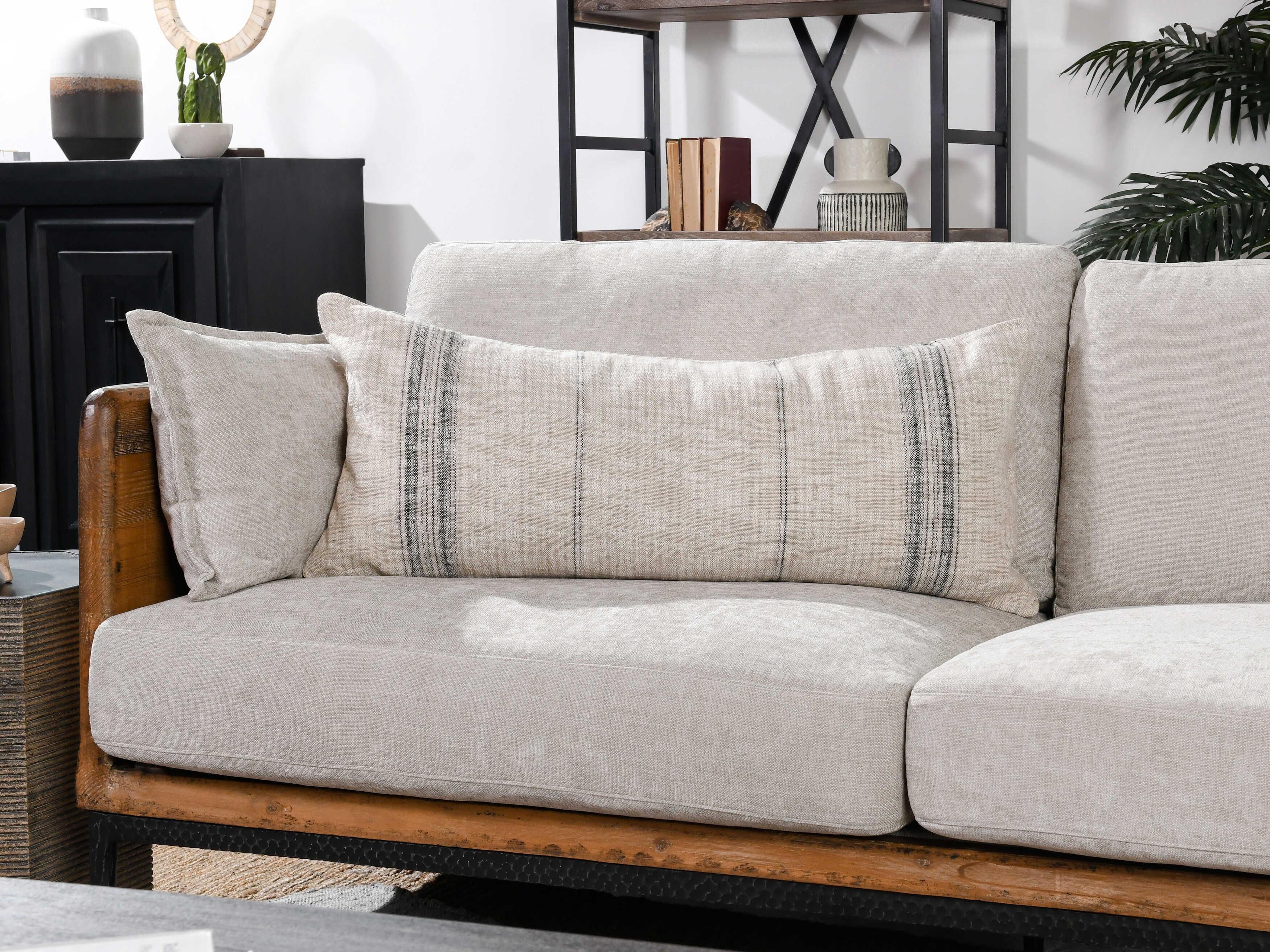 Villa by Classic Home Ria Natural Black Throw Pillow